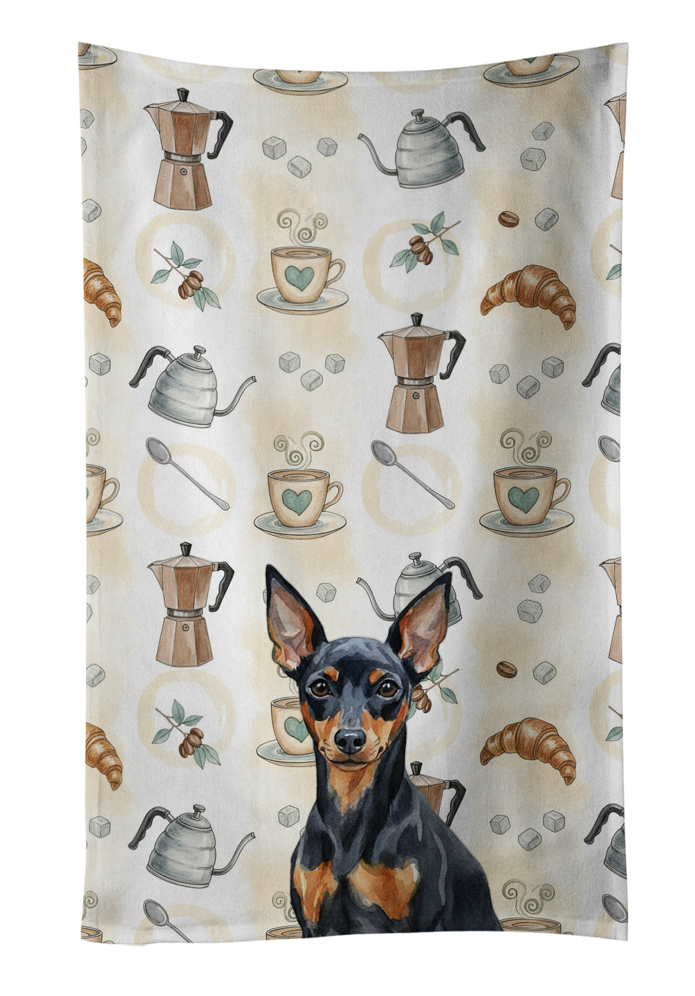 Caroline's Treasures Black and Tan Miniature Pinscher Coffee Bar Kitchen Towel