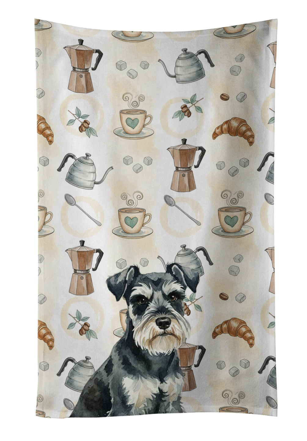 Caroline's Treasures Black & Silver Miniature Schnauzer Coffee Bar Kitchen Towel