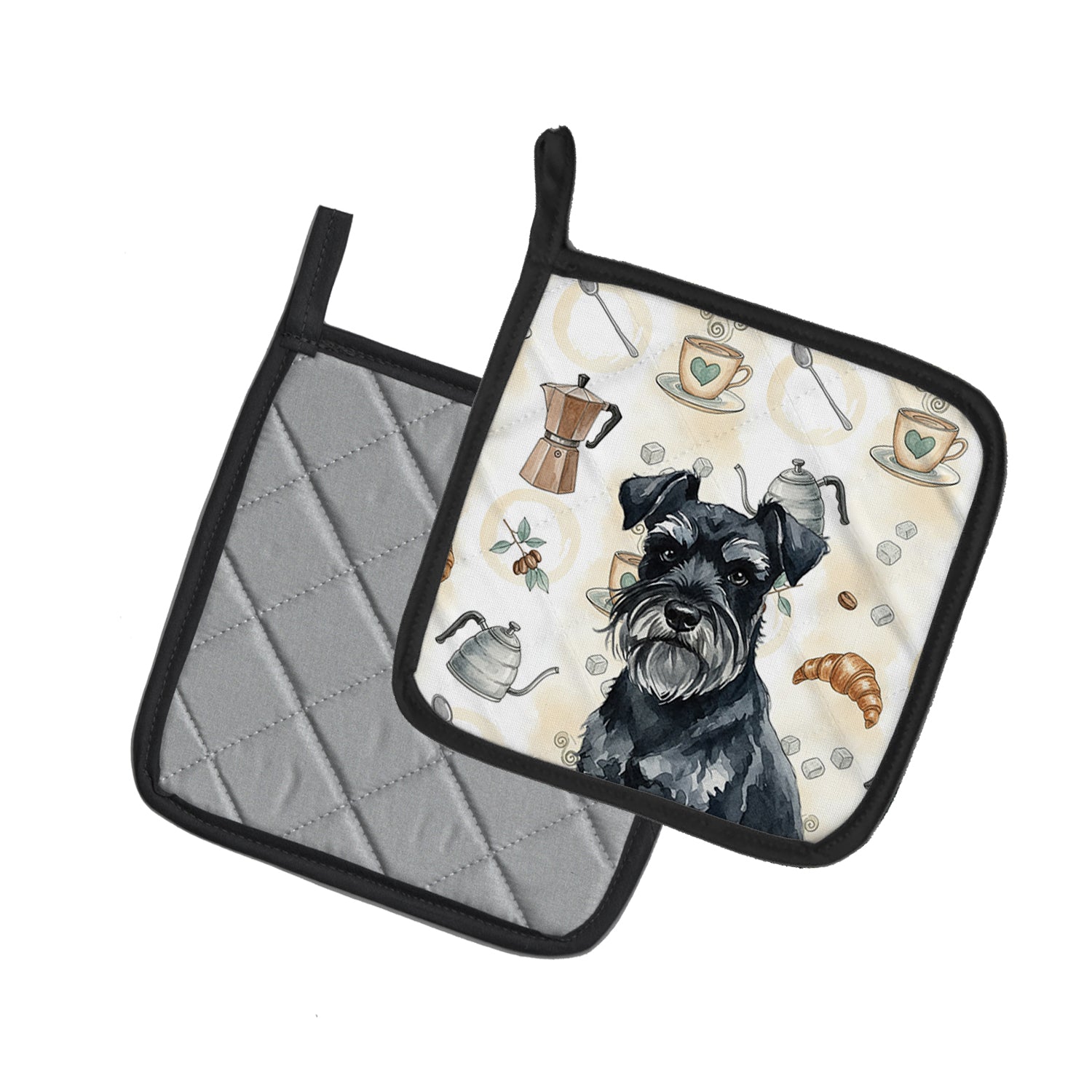 Caroline's Treasures Black Miniature Schnauzer Coffee Bar Pair of Pot Holders