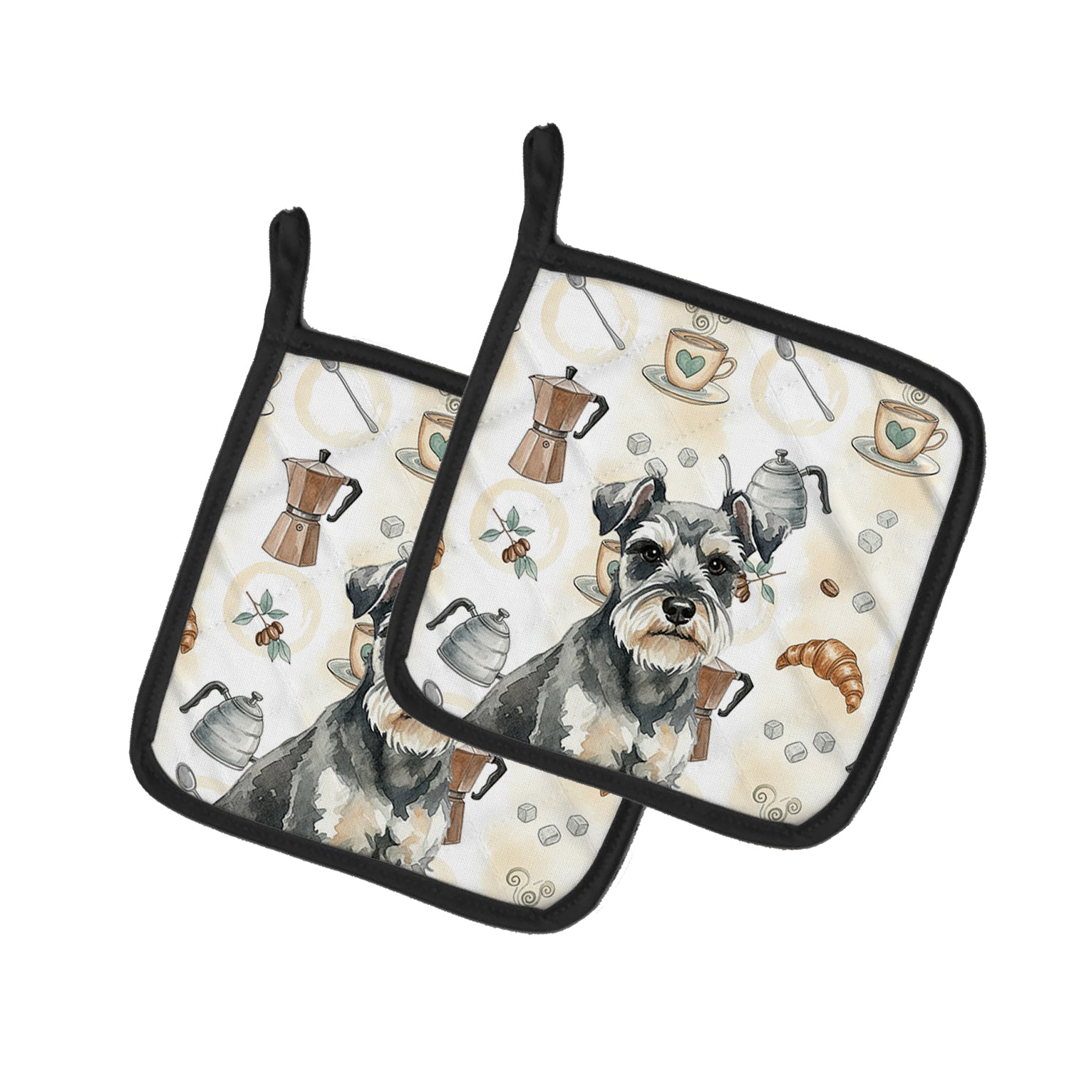 Caroline's Treasures Miniature Schnauzer Coffee Bar Pair of Pot Holders