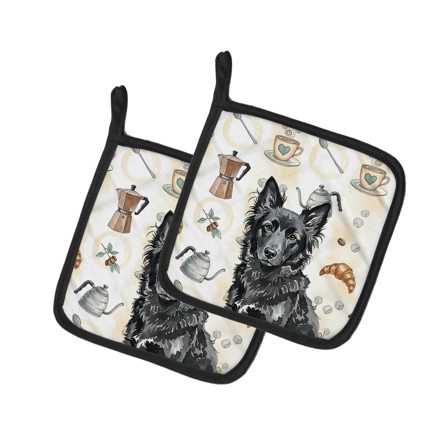 Caroline's Treasures Mudi Coffee Bar Pair of Pot Holders