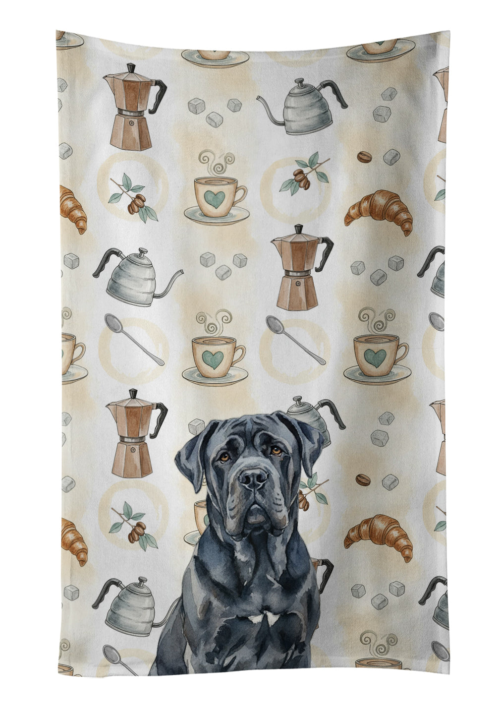 Caroline's Treasures Black Neapolitan Mastiff Coffee Bar Kitchen Towel