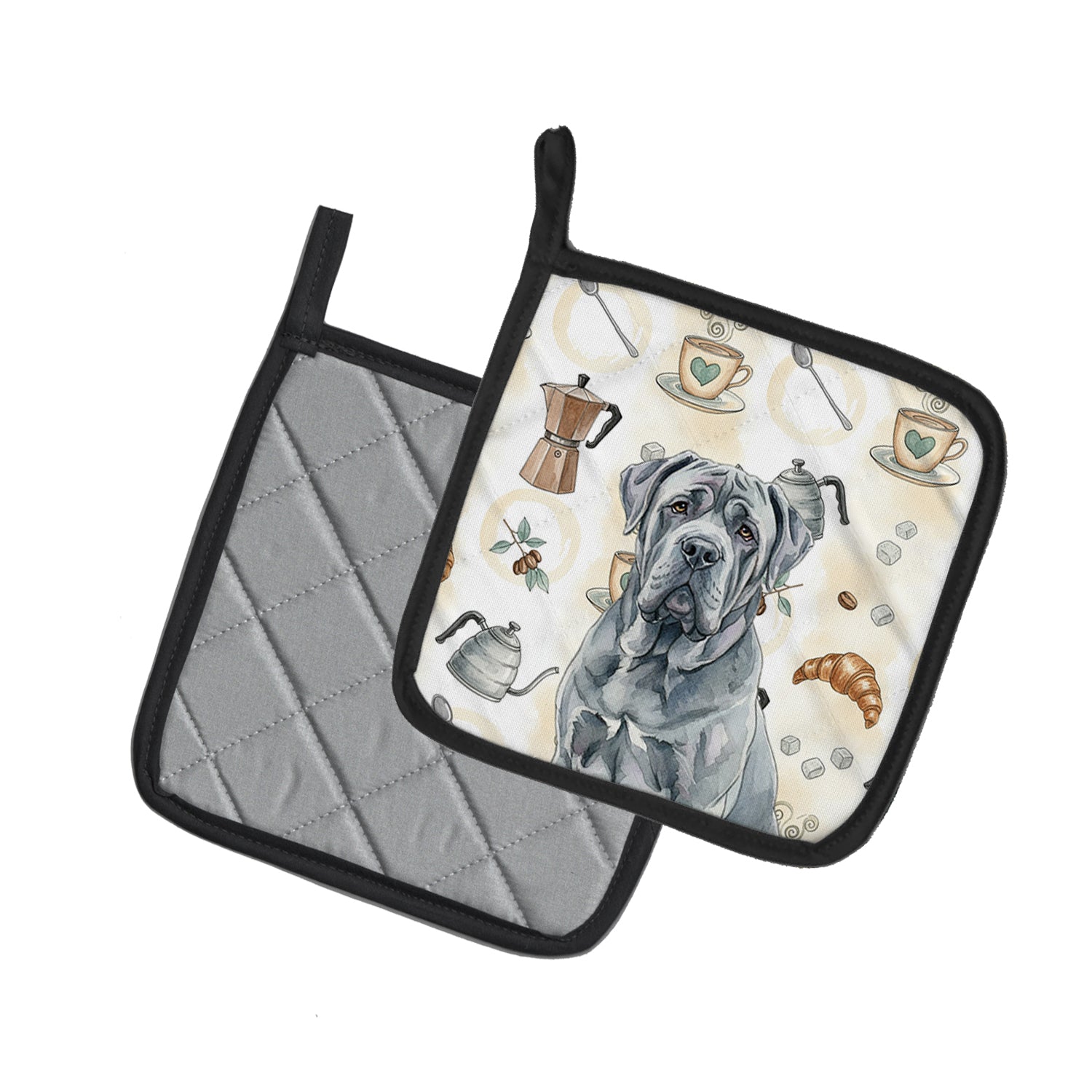 Caroline's Treasures Blue Neapolitan Mastiff Coffee Bar Pair of Pot Holders