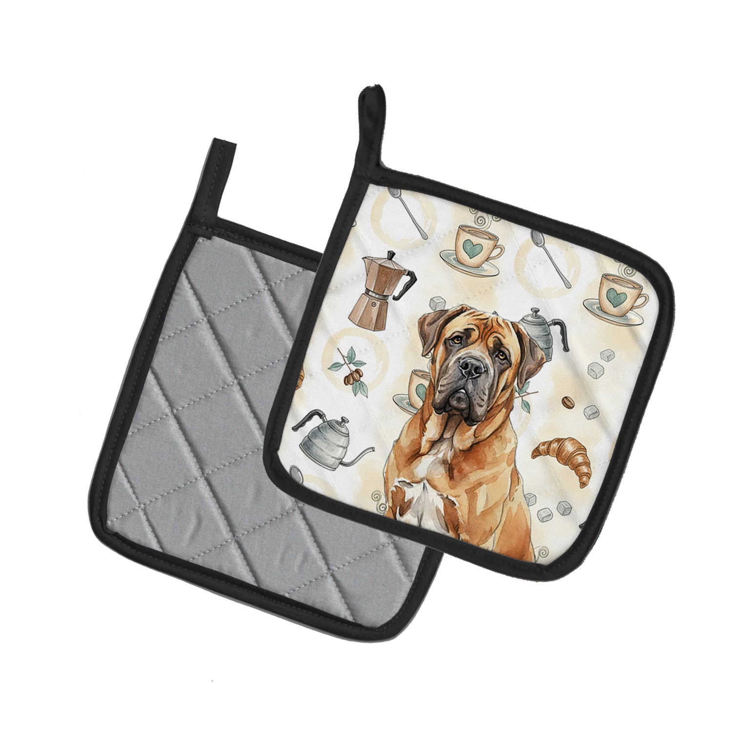 Caroline's Treasures Neapolitan Mastiff Coffee Bar Pair of Pot Holders