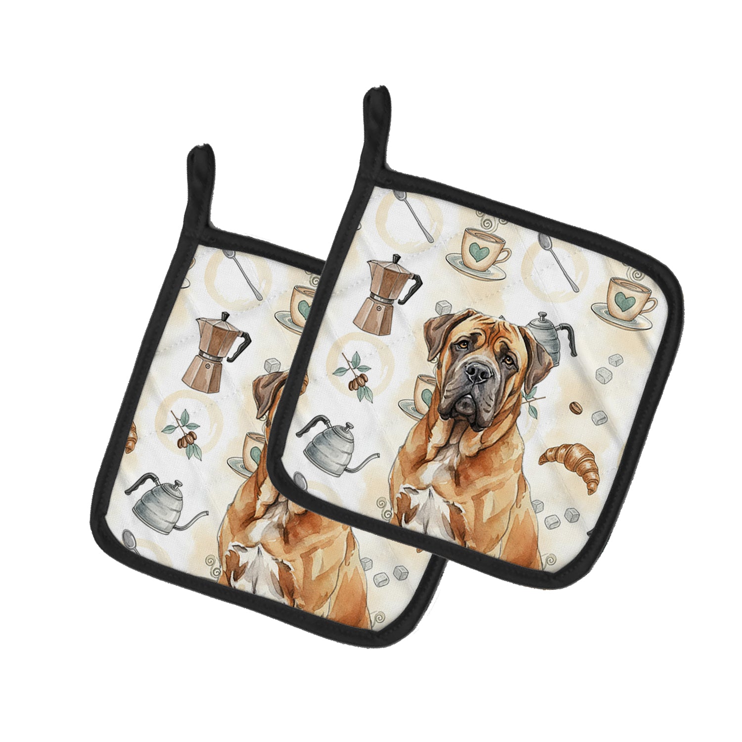 Caroline's Treasures Neapolitan Mastiff Coffee Bar Pair of Pot Holders
