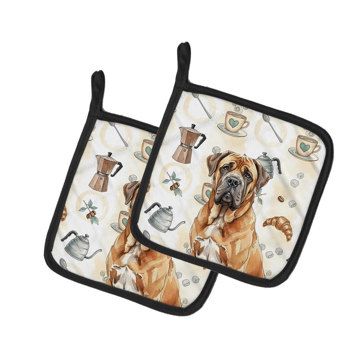 Caroline's Treasures Neapolitan Mastiff Coffee Bar Pair of Pot Holders