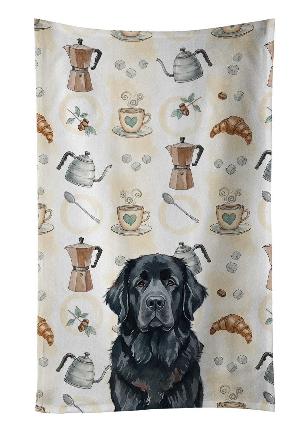 Caroline's Treasures Black Newfoundland Coffee Bar Kitchen Towel