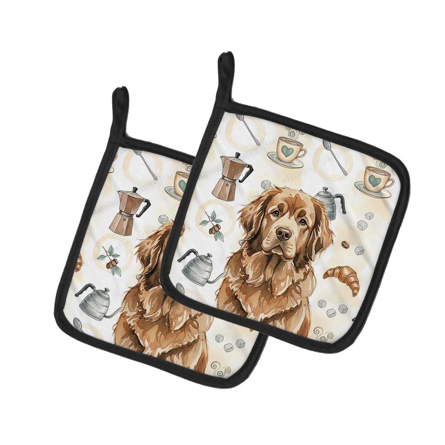 Caroline's Treasures Brown Newfoundland Coffee Bar Pair of Pot Holders