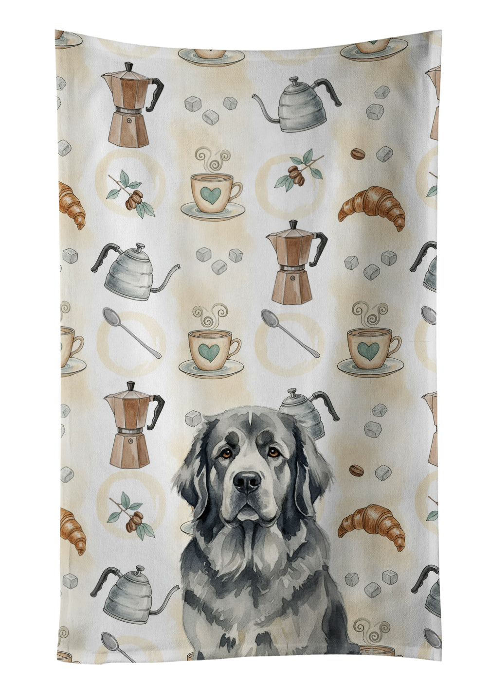 Caroline's Treasures Gray Newfoundland Coffee Bar Kitchen Towel
