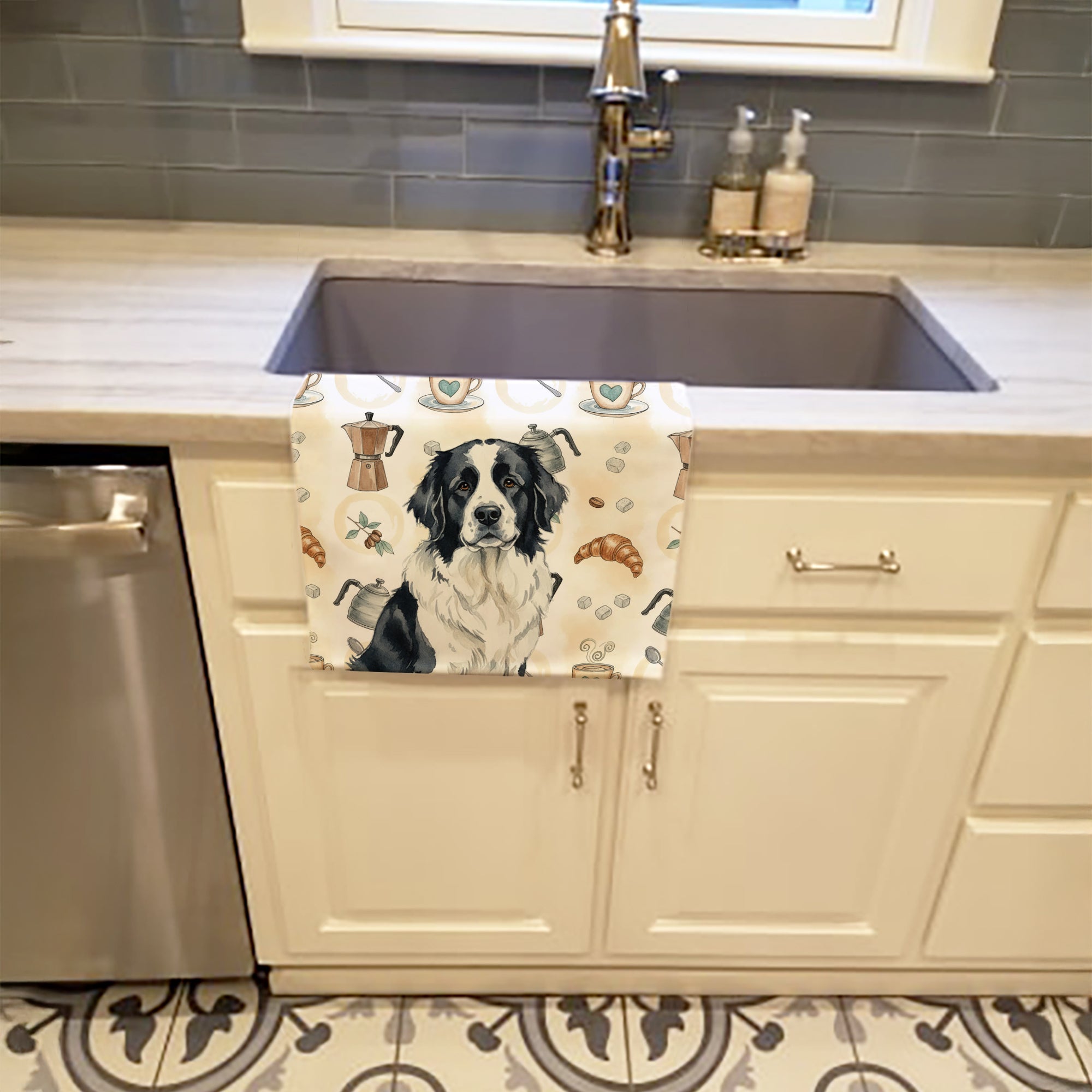 Caroline's Treasures Landseer Newfoundland Coffee Bar Kitchen Towel