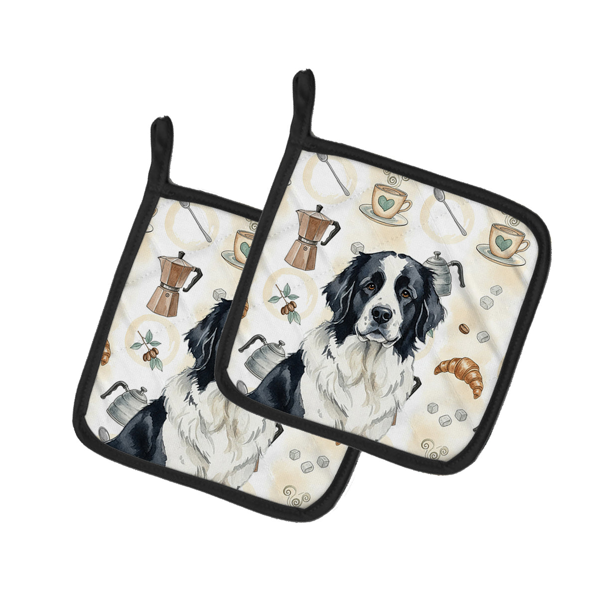 Caroline's Treasures Landseer Newfoundland Coffee Bar Pair of Pot Holders