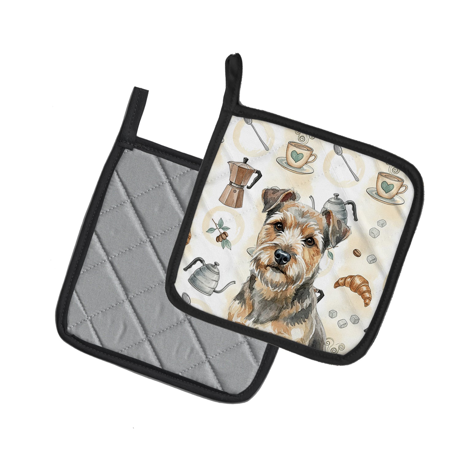 Caroline's Treasures Grizzle and Tan Norfolk Terrier Coffee Bar Pair of Pot Holders