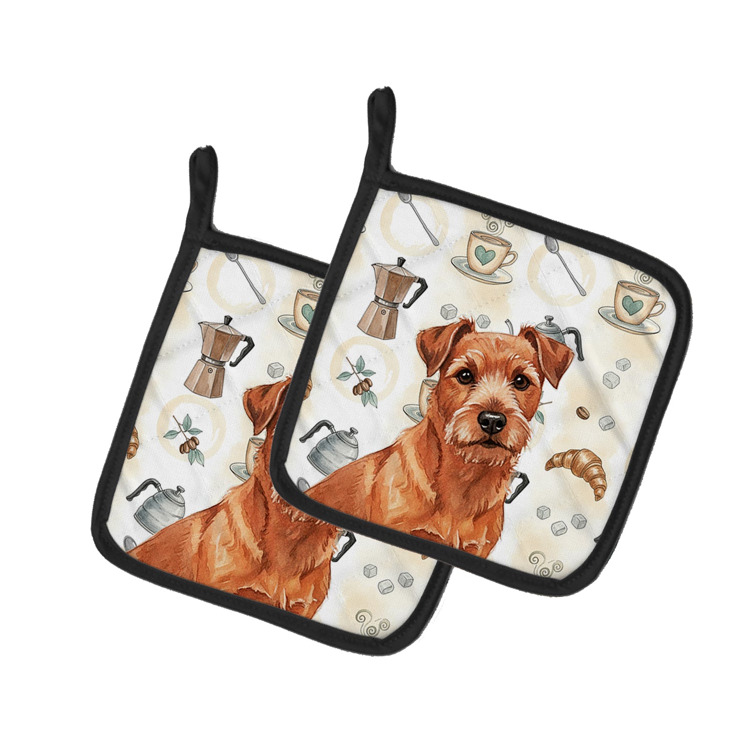 Caroline's Treasures Red Norfolk Terrier Coffee Bar Pair of Pot Holders