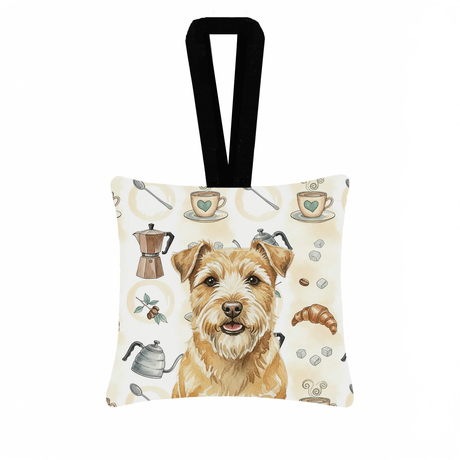 Caroline's Treasures Wheaten Norfolk Terrier Coffee Bar Hanging Square Fabric Ornament 3.5 × 3.5