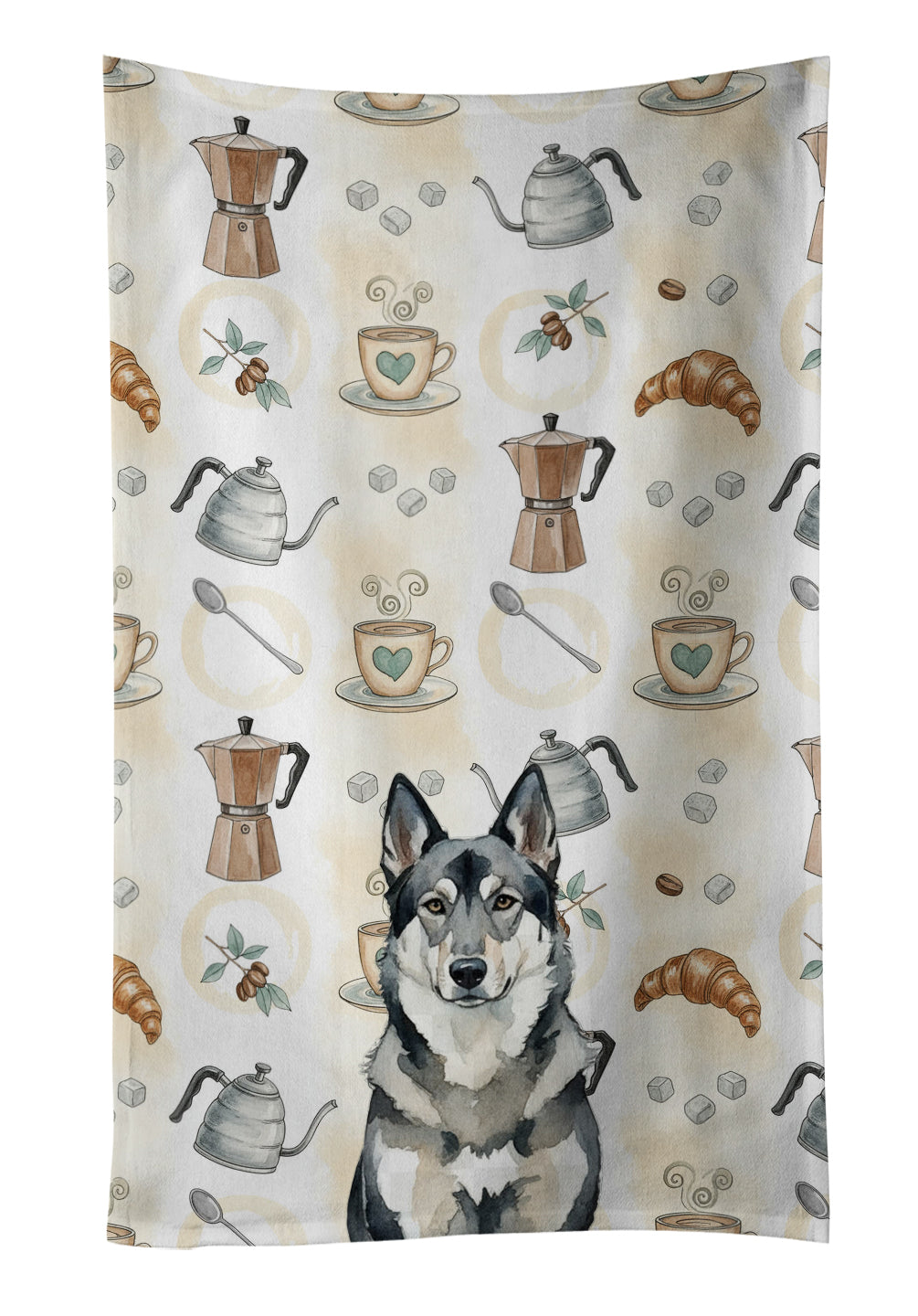 Caroline's Treasures Norwegian Elkhound Coffee Bar Kitchen Towel