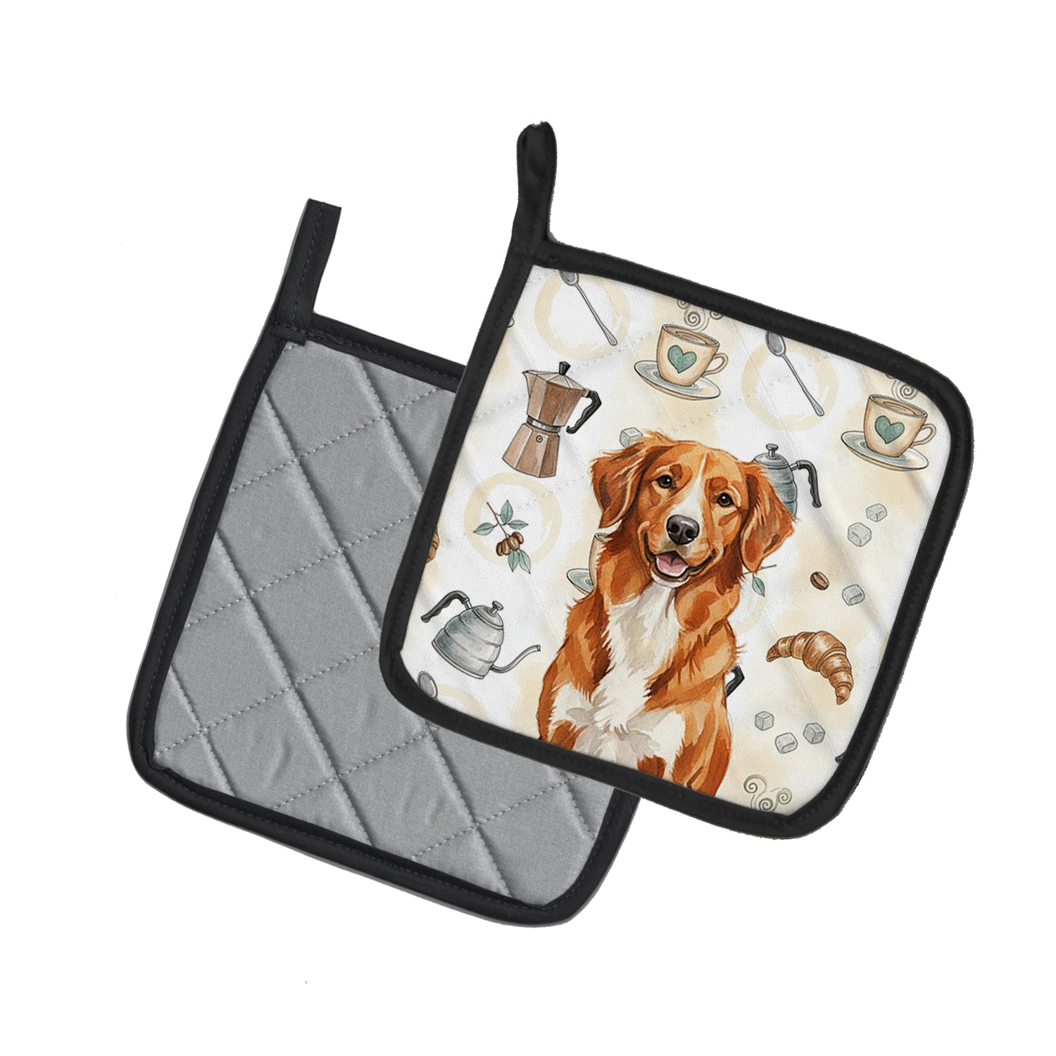 Caroline's Treasures Orange Nova Scotia Duck Tolling Retriever Coffee Bar Pair of Pot Holders