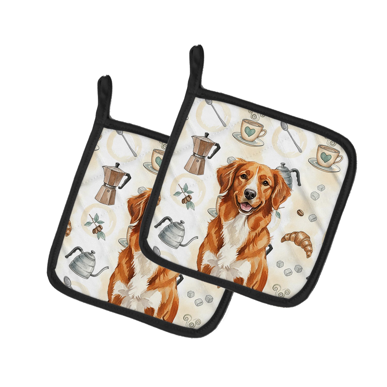 Caroline's Treasures Orange Nova Scotia Duck Tolling Retriever Coffee Bar Pair of Pot Holders