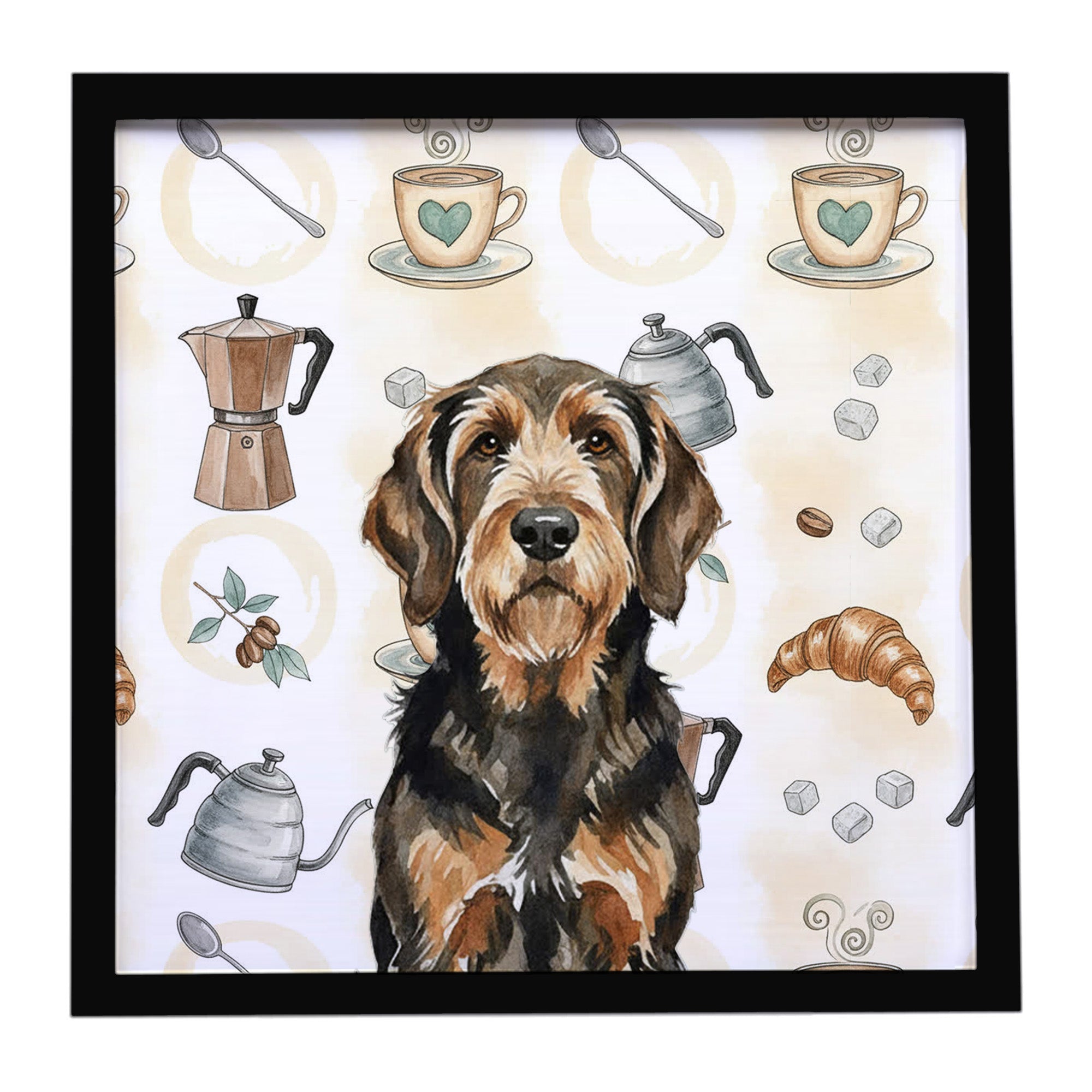 Caroline's Treasures Black and Tan Otterhound Coffee Bar Framed Metal Print