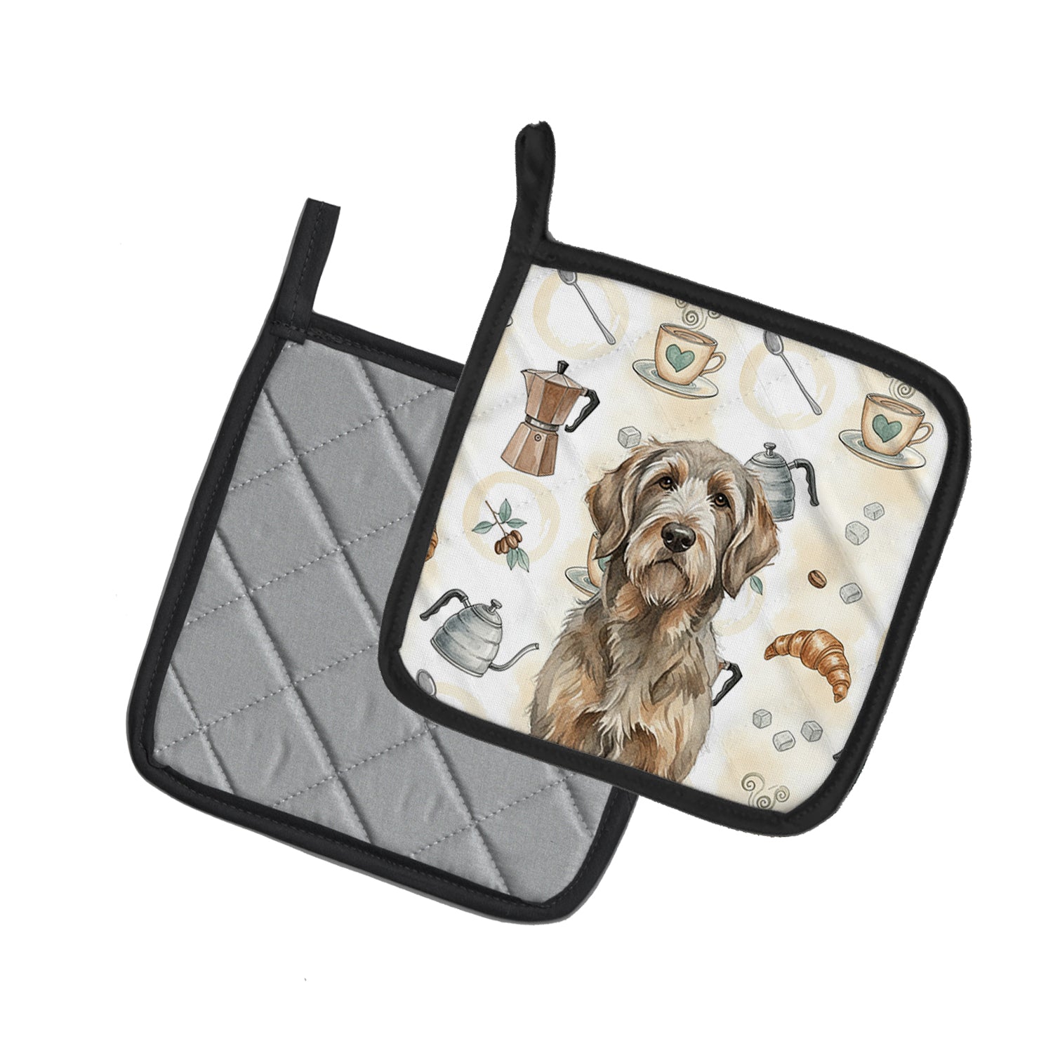 Caroline's Treasures Grizzle and Tan Otterhound Coffee Bar Pair of Pot Holders