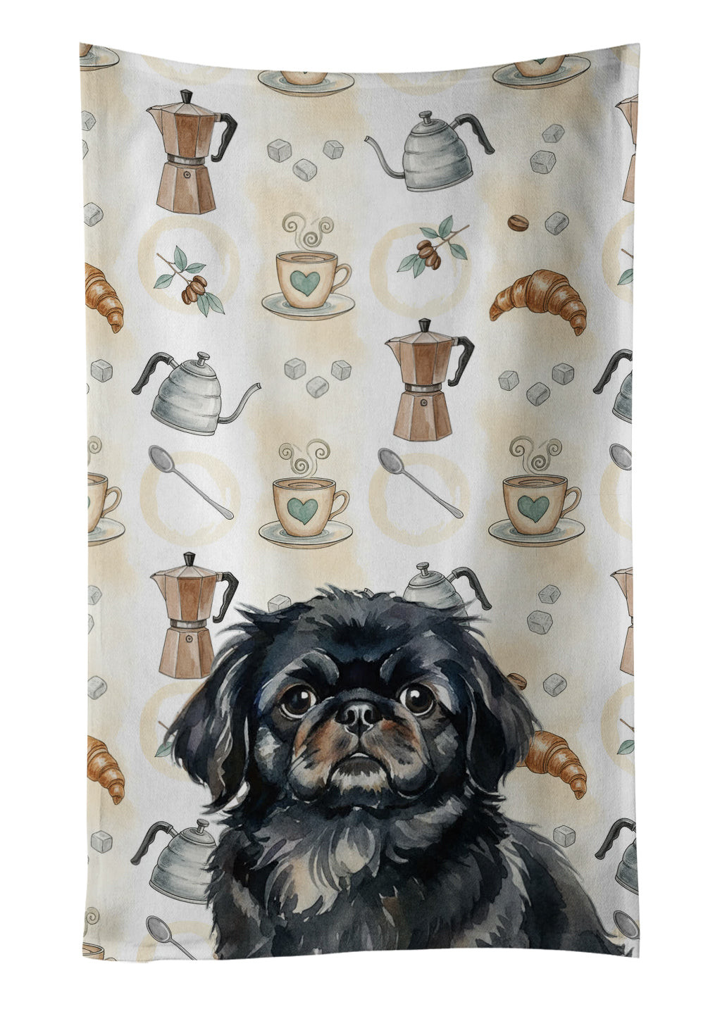 Caroline's Treasures Black Pekingese Coffee Bar Kitchen Towel