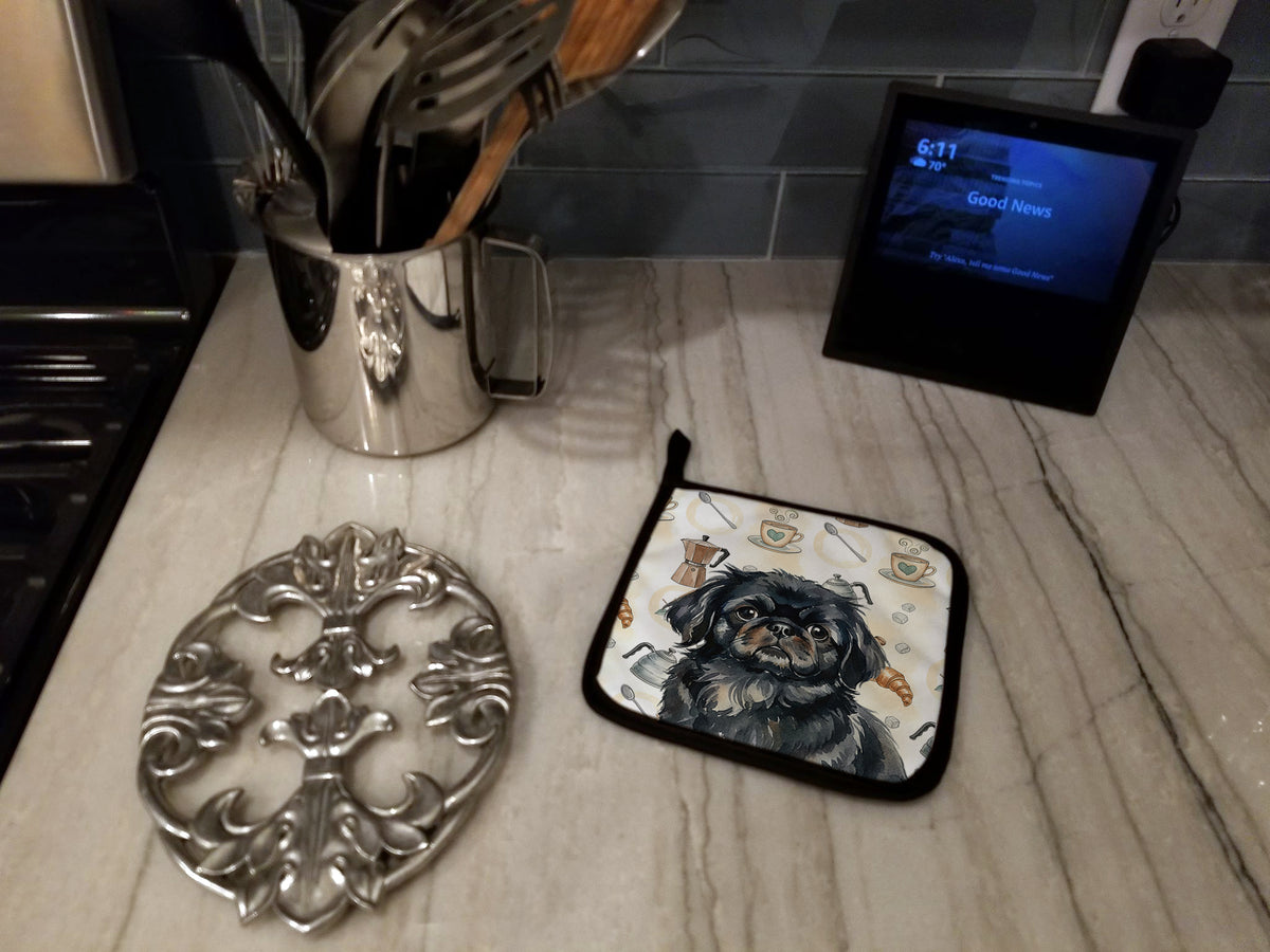 Caroline's Treasures Black Pekingese Coffee Bar Pair of Pot Holders