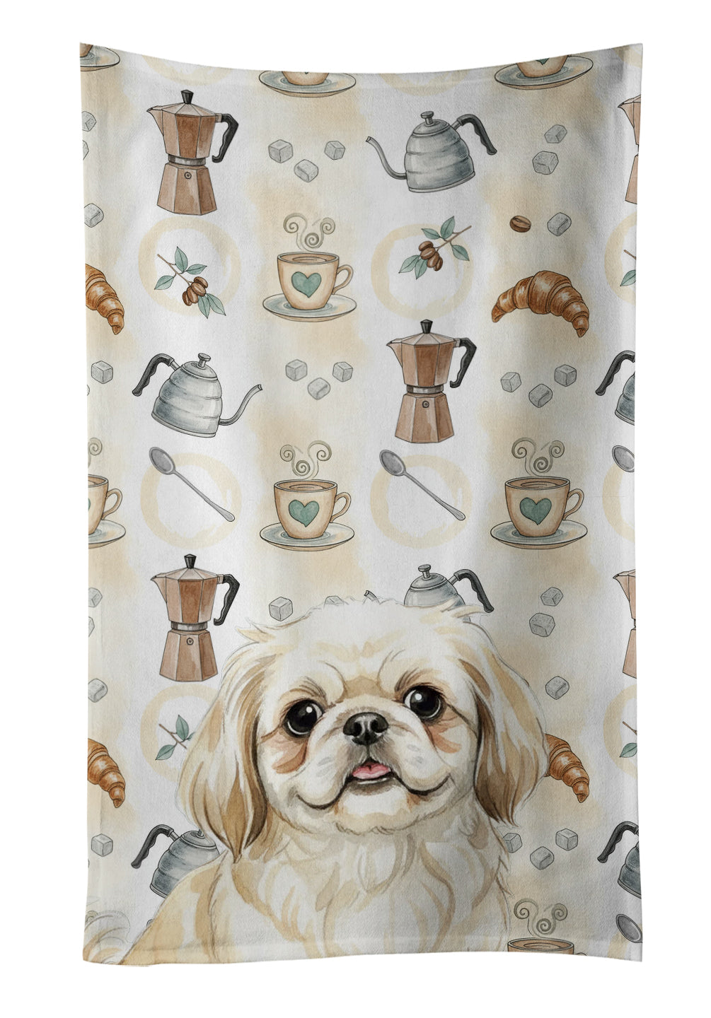 Caroline's Treasures Cream Pekingese Coffee Bar Kitchen Towel