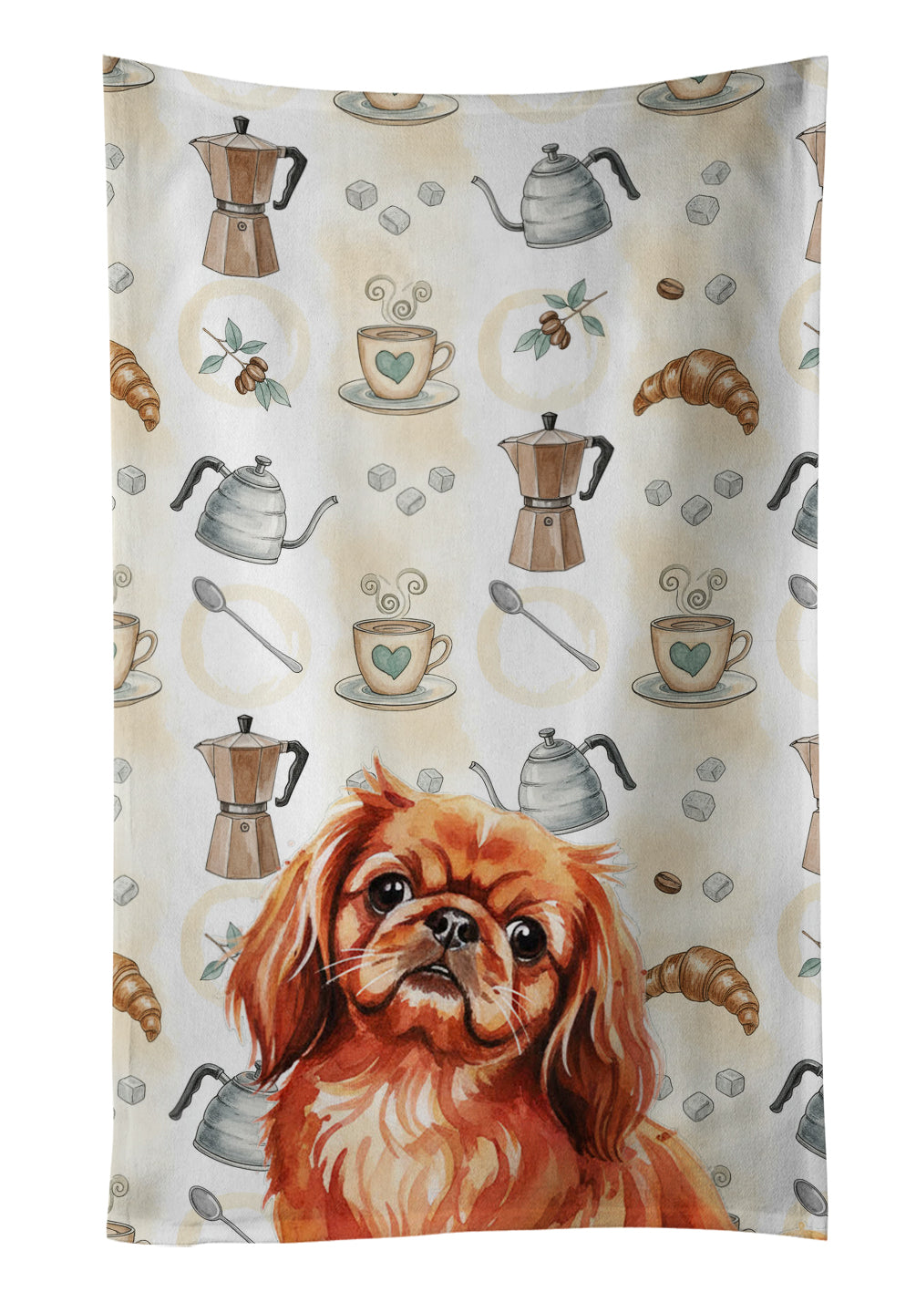 Caroline's Treasures Red Pekingese Coffee Bar Kitchen Towel