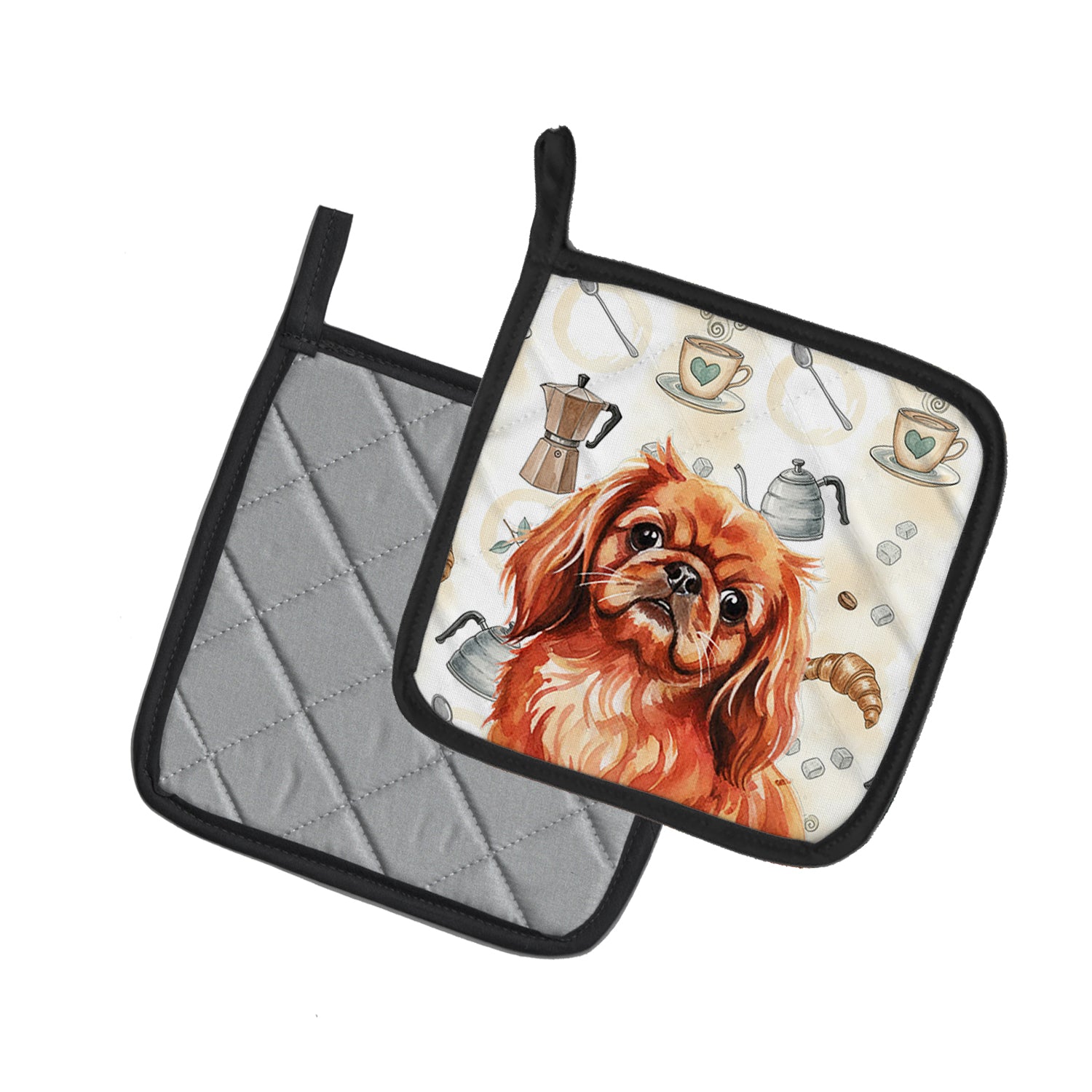 Caroline's Treasures Red Pekingese Coffee Bar Pair of Pot Holders
