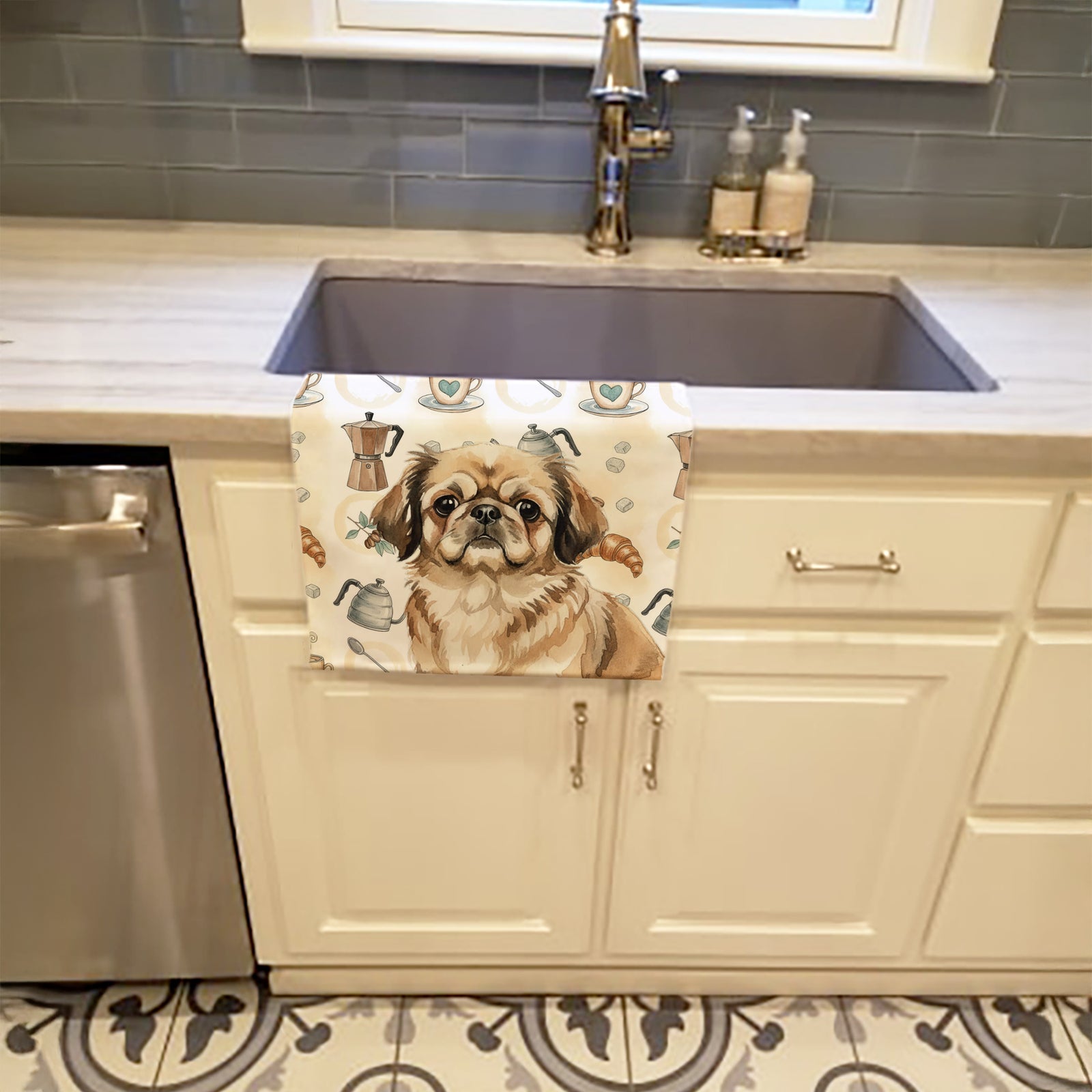 Caroline's Treasures Sable Pekingese Coffee Bar Kitchen Towel
