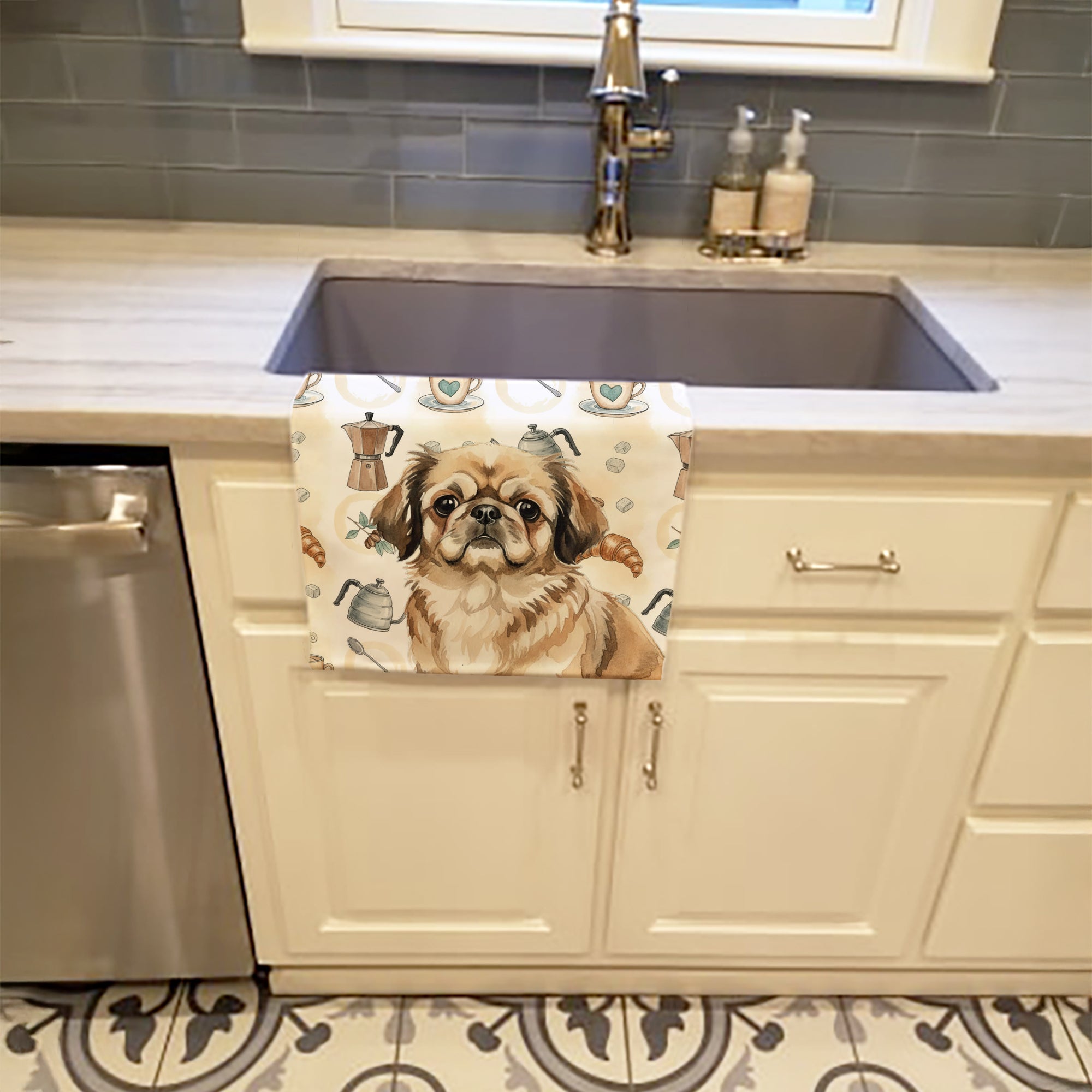 Caroline's Treasures Sable Pekingese Coffee Bar Kitchen Towel