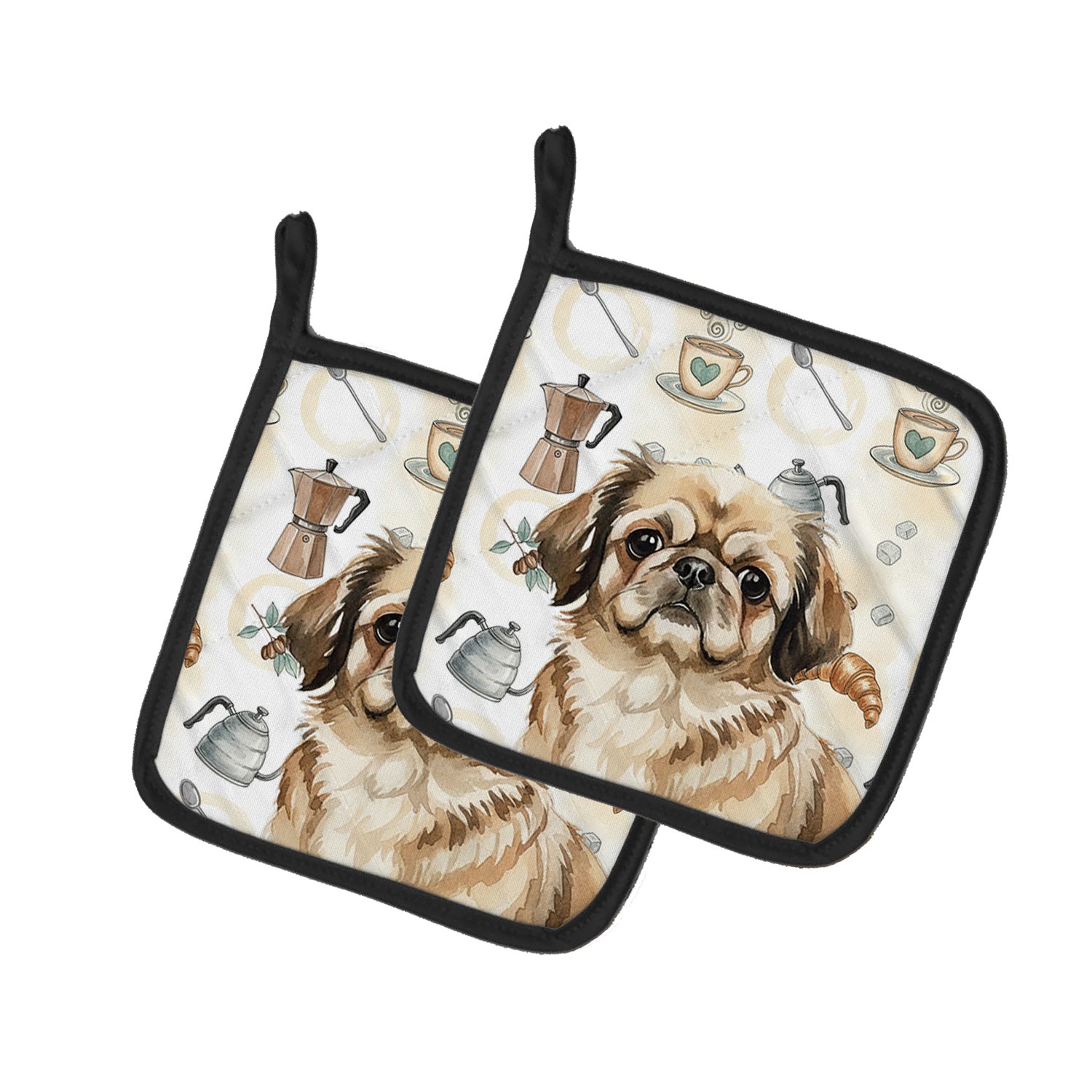 Caroline's Treasures Sable Pekingese Coffee Bar Pair of Pot Holders