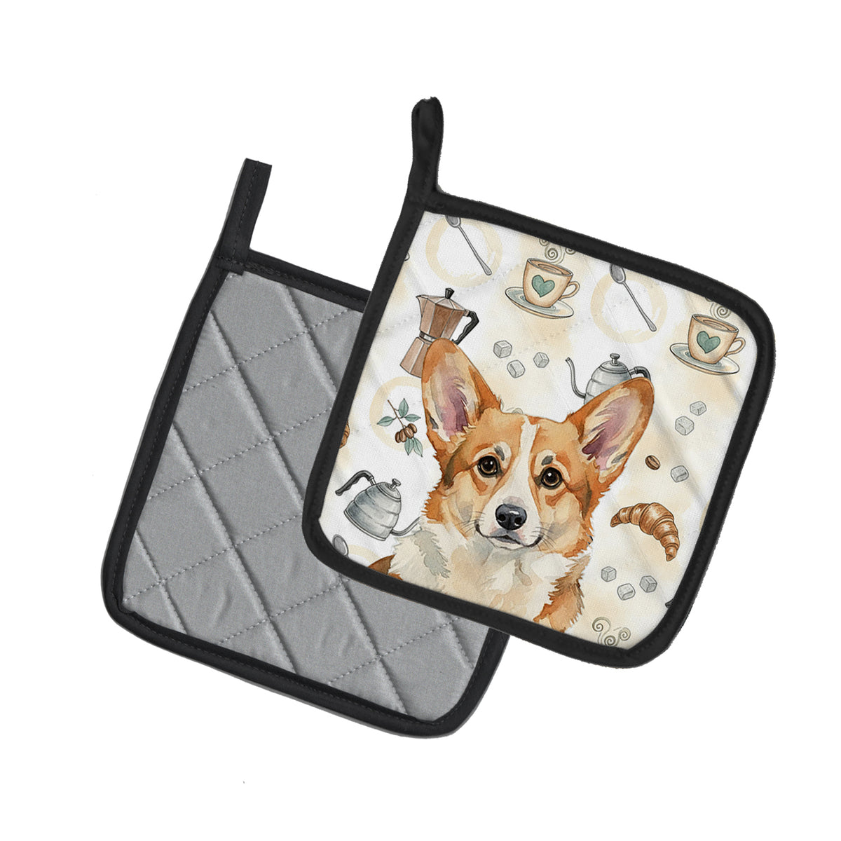 Caroline's Treasures Corgi Coffee Bar Pair of Pot Holders