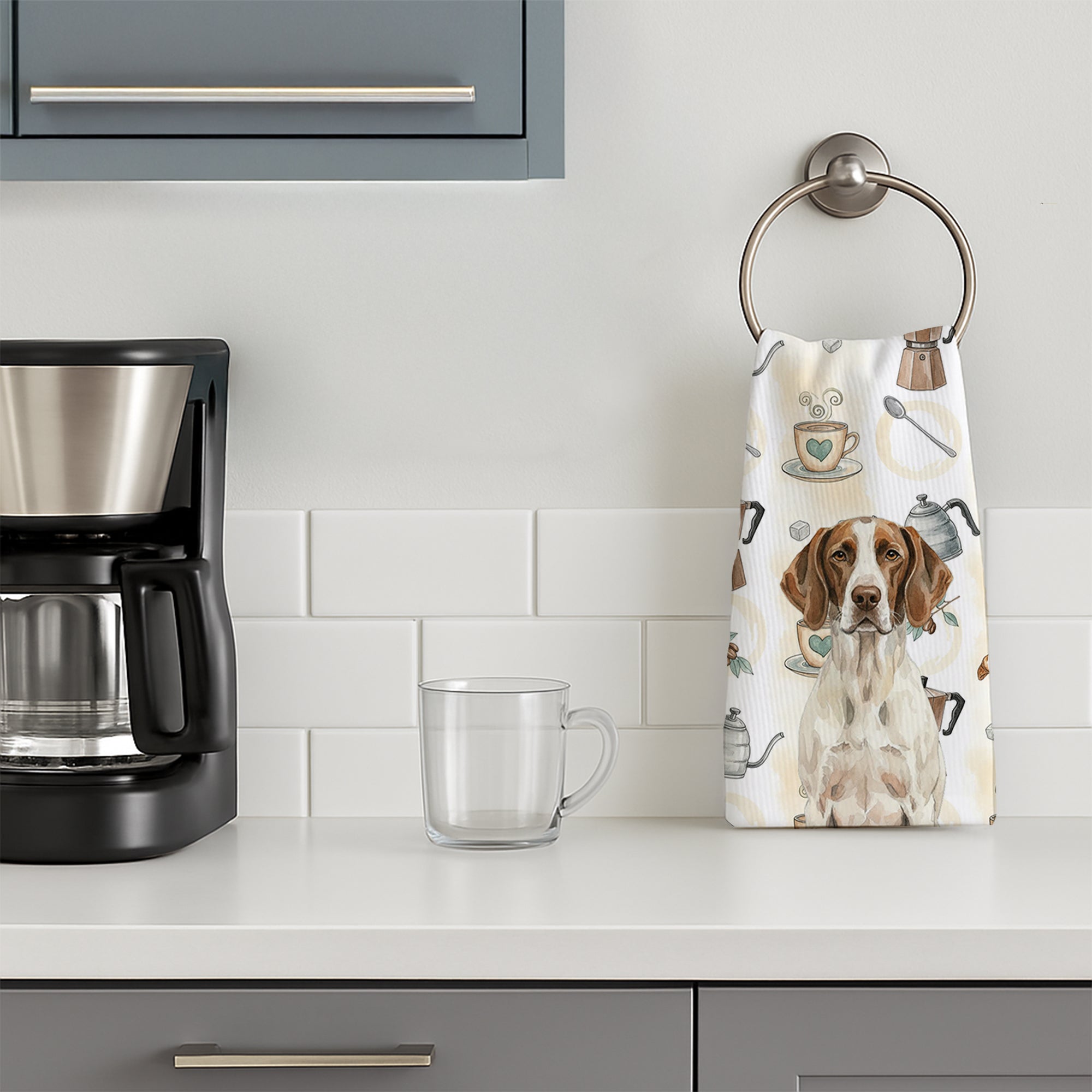 Caroline's Treasures Liver and White Pointer Coffee Bar Kitchen Towel