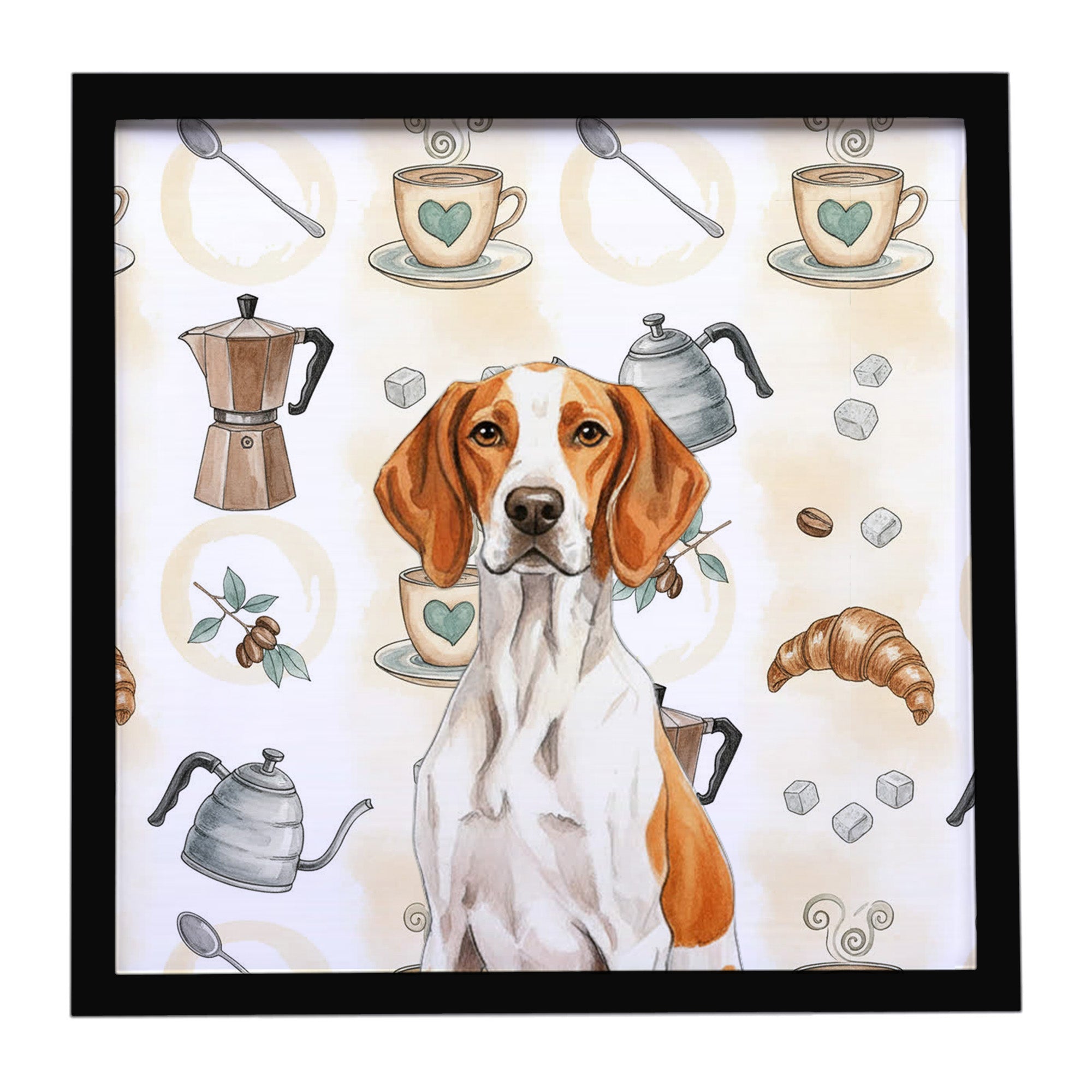 Caroline's Treasures Orange and White Pointer Coffee Bar Framed Metal Print
