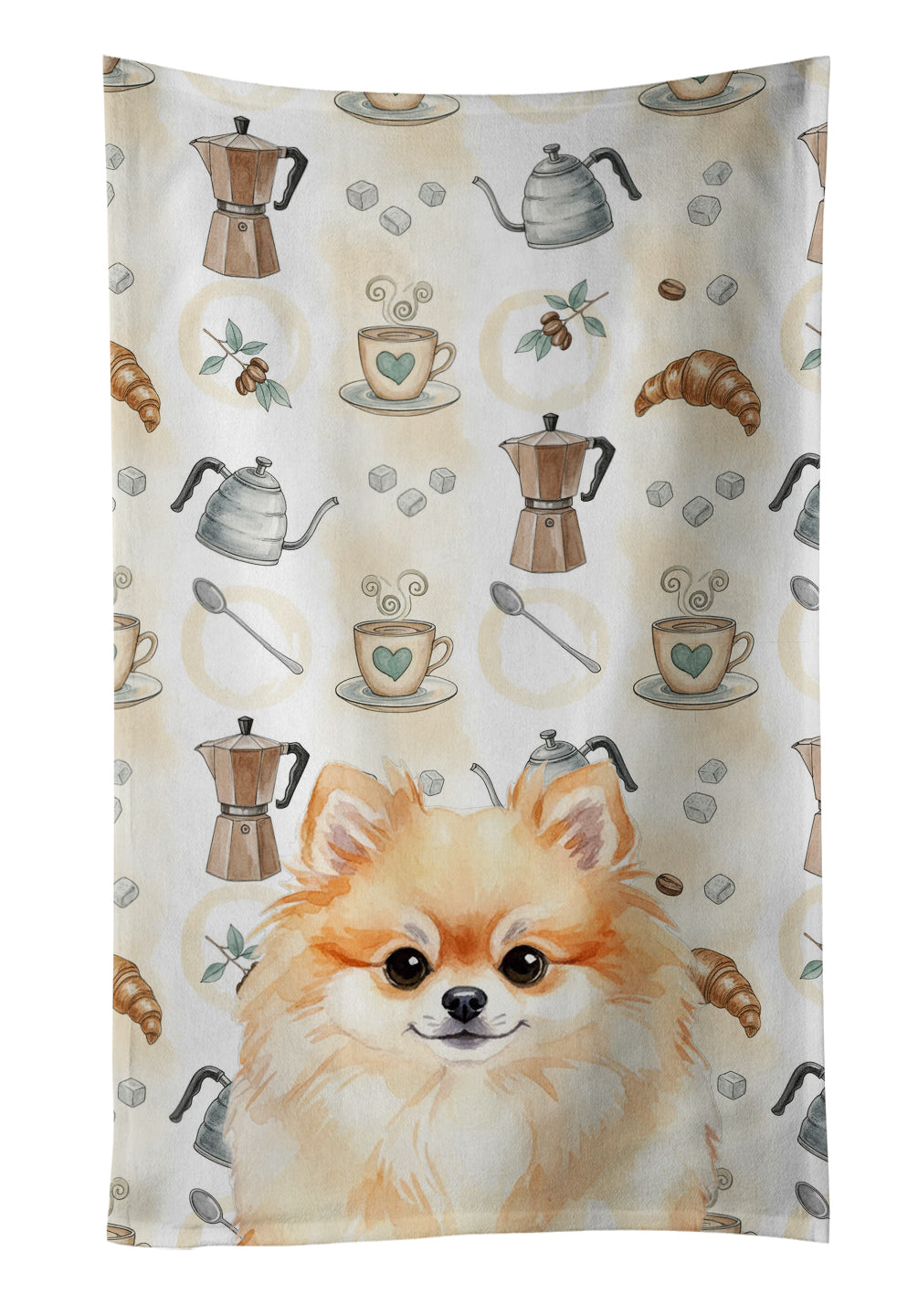 Caroline's Treasures Pomeranian Coffee Bar Kitchen Towel