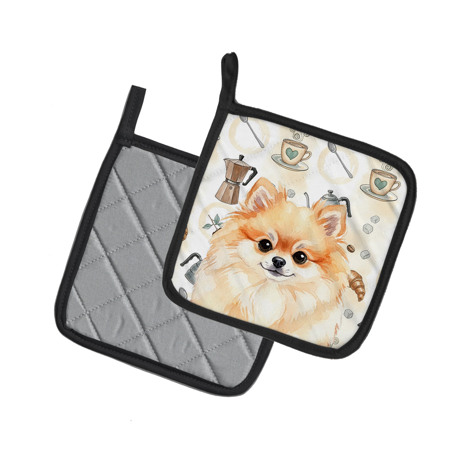 Caroline's Treasures Pomeranian Coffee Bar Pair of Pot Holders