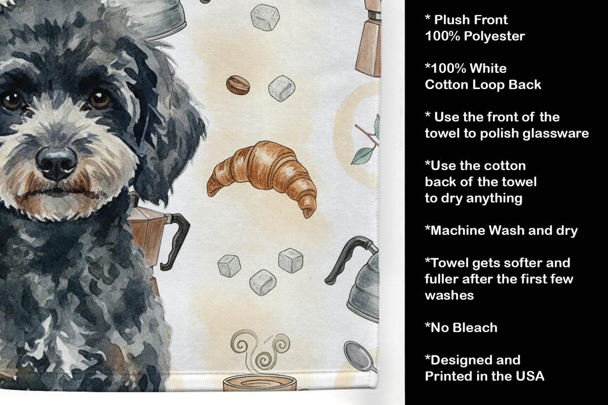 Caroline's Treasures Miniature Black Poodle Coffee Bar Kitchen Towel