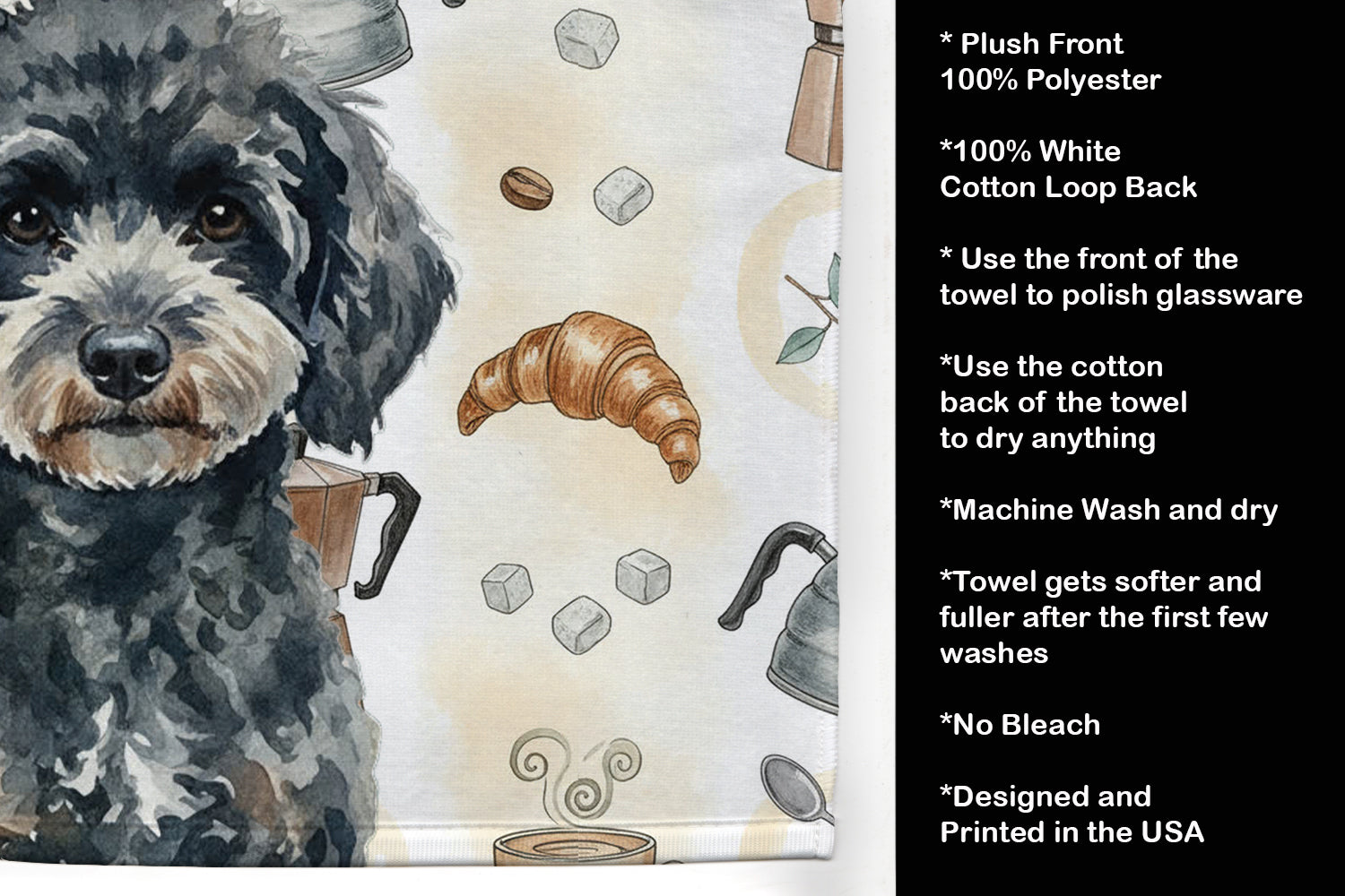 Caroline's Treasures Miniature Black Poodle Coffee Bar Kitchen Towel