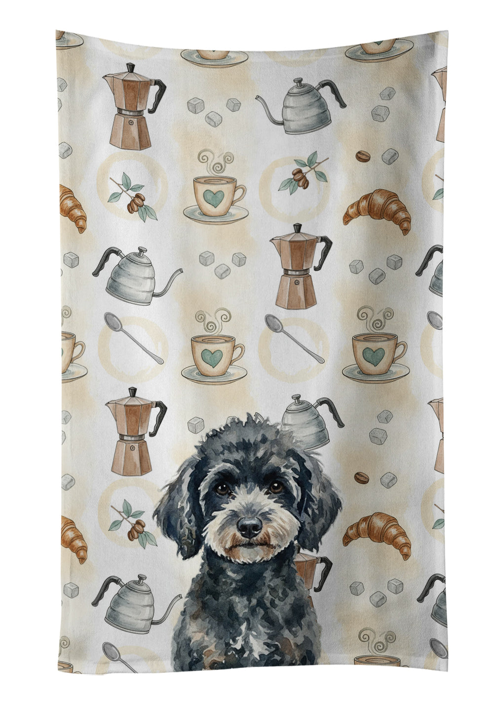 Caroline's Treasures Miniature Black Poodle Coffee Bar Kitchen Towel