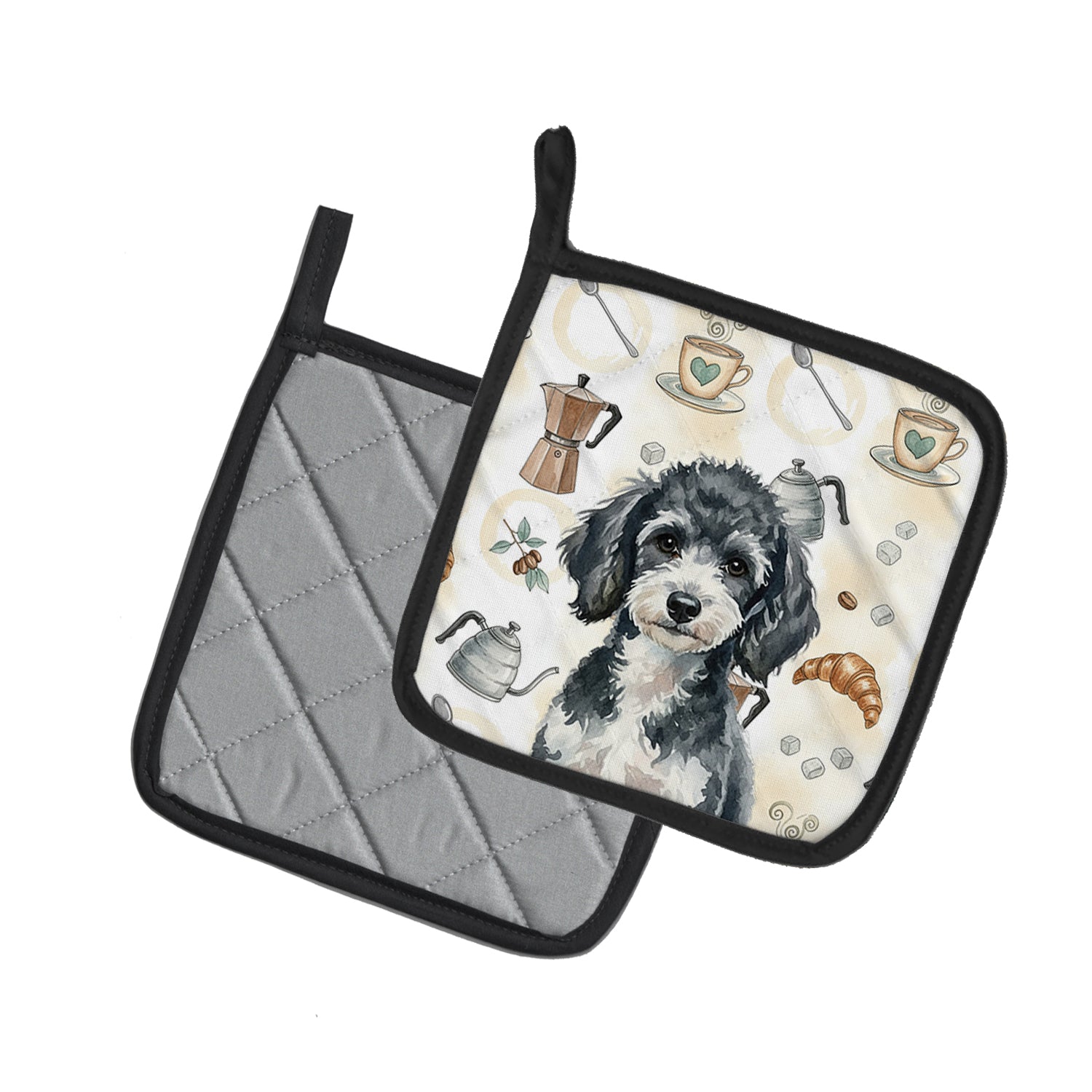 Caroline's Treasures Miniature Parti Poodle Coffee Bar Pair of Pot Holders
