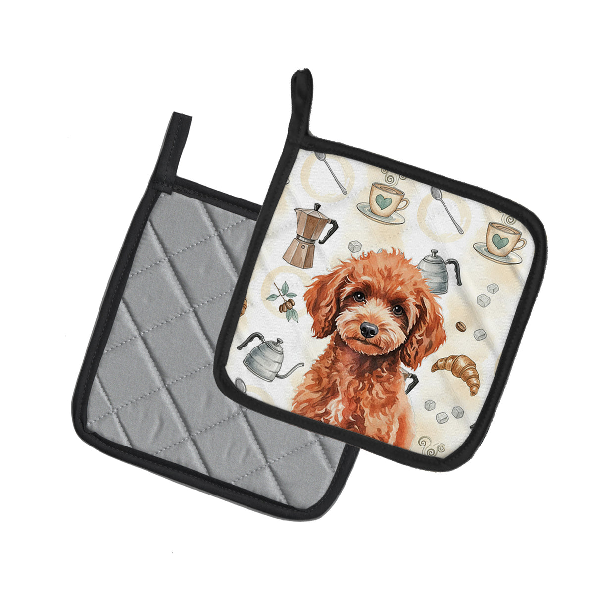 Caroline's Treasures Miniature Red Poodle Coffee Bar Pair of Pot Holders