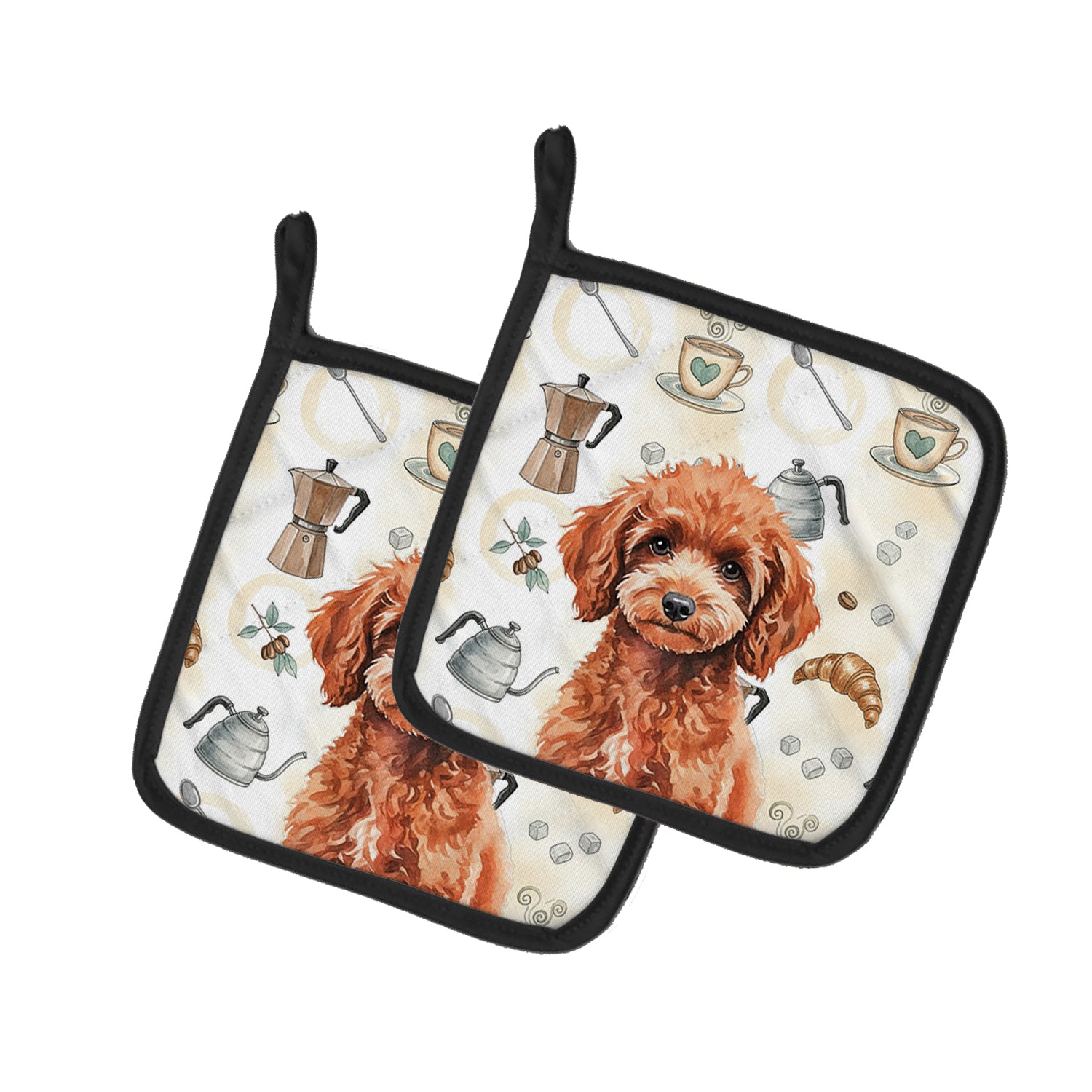 Caroline's Treasures Miniature Red Poodle Coffee Bar Pair of Pot Holders