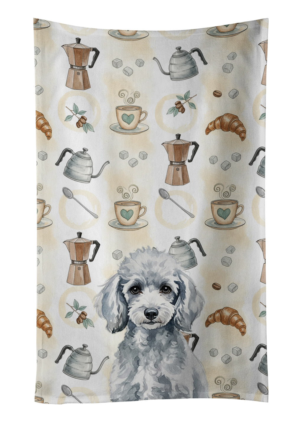 Caroline's Treasures Miniature Silver Poodle Coffee Bar Kitchen Towel