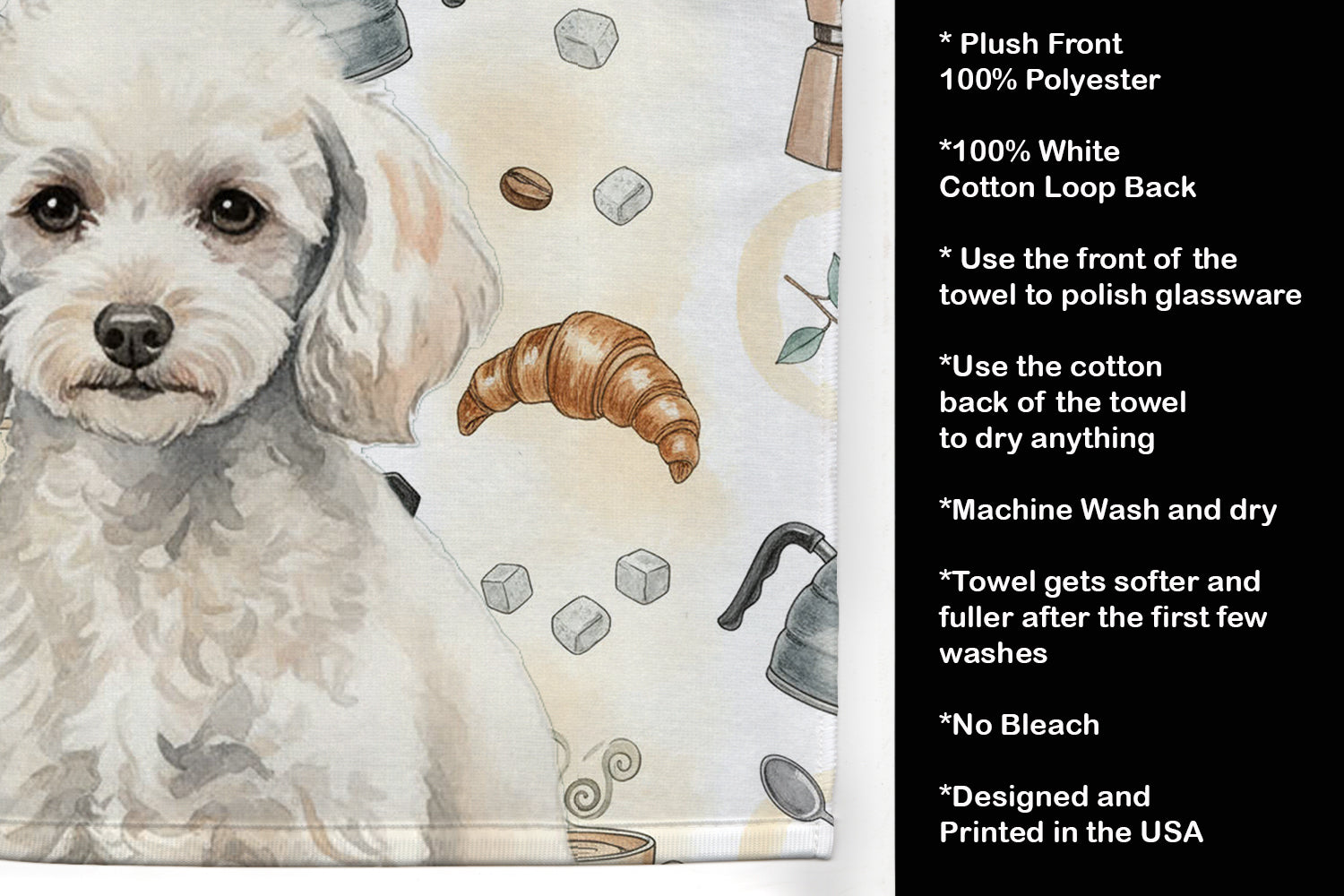 Caroline's Treasures Miniature White Poodle Coffee Bar Kitchen Towel
