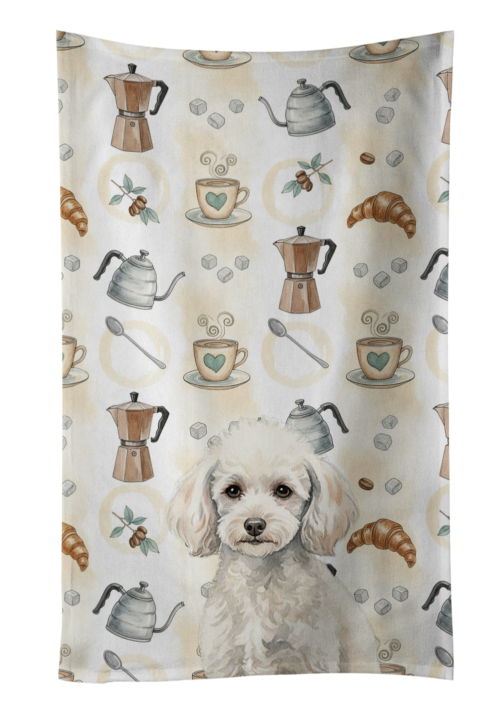 Caroline's Treasures Miniature White Poodle Coffee Bar Kitchen Towel