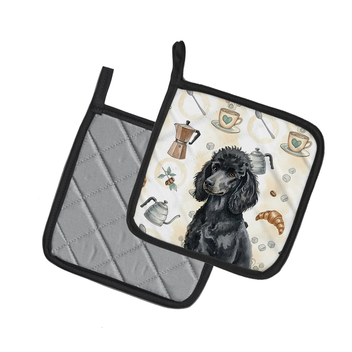 Caroline's Treasures Standard Black Poodle Coffee Bar Pair of Pot Holders