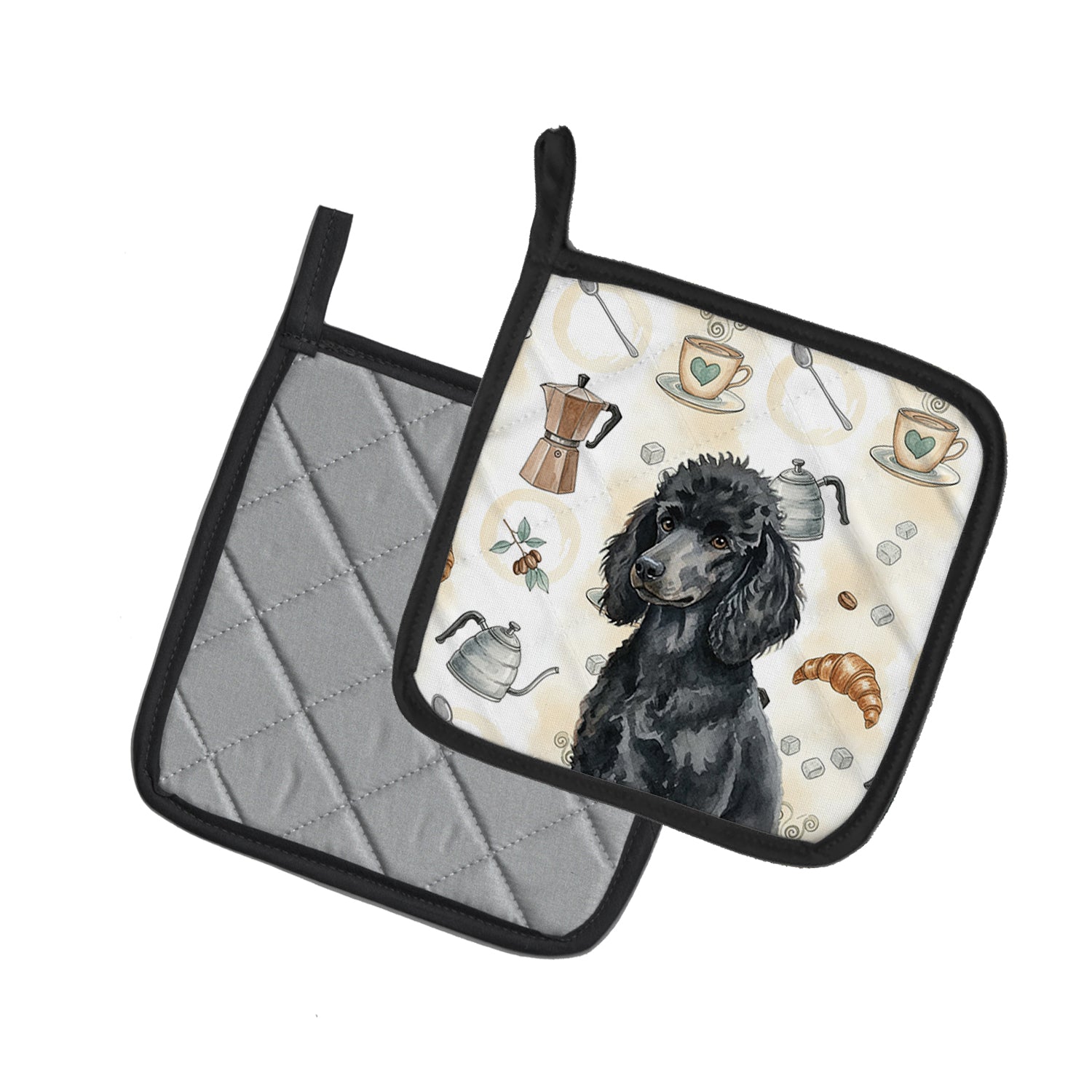 Caroline's Treasures Standard Black Poodle Coffee Bar Pair of Pot Holders