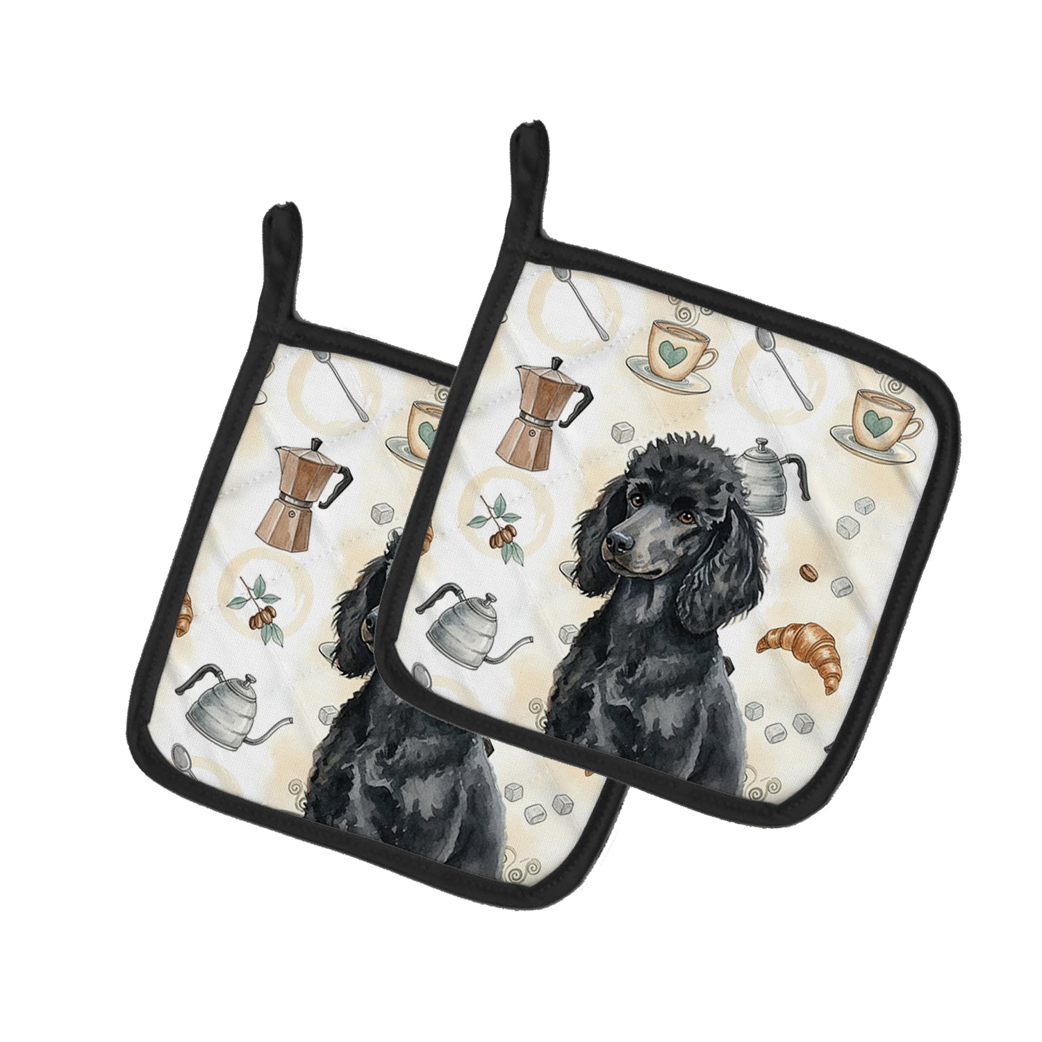 Caroline's Treasures Standard Black Poodle Coffee Bar Pair of Pot Holders