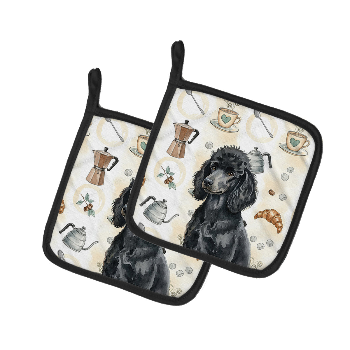 Caroline's Treasures Standard Black Poodle Coffee Bar Pair of Pot Holders
