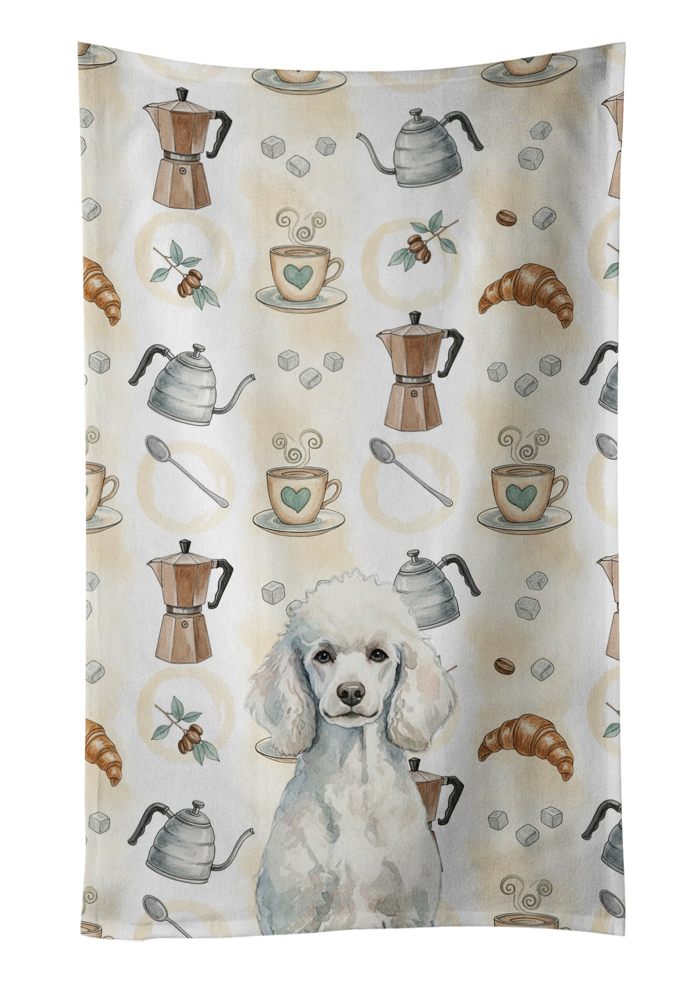 Caroline's Treasures Standard White Poodle Coffee Bar Kitchen Towel